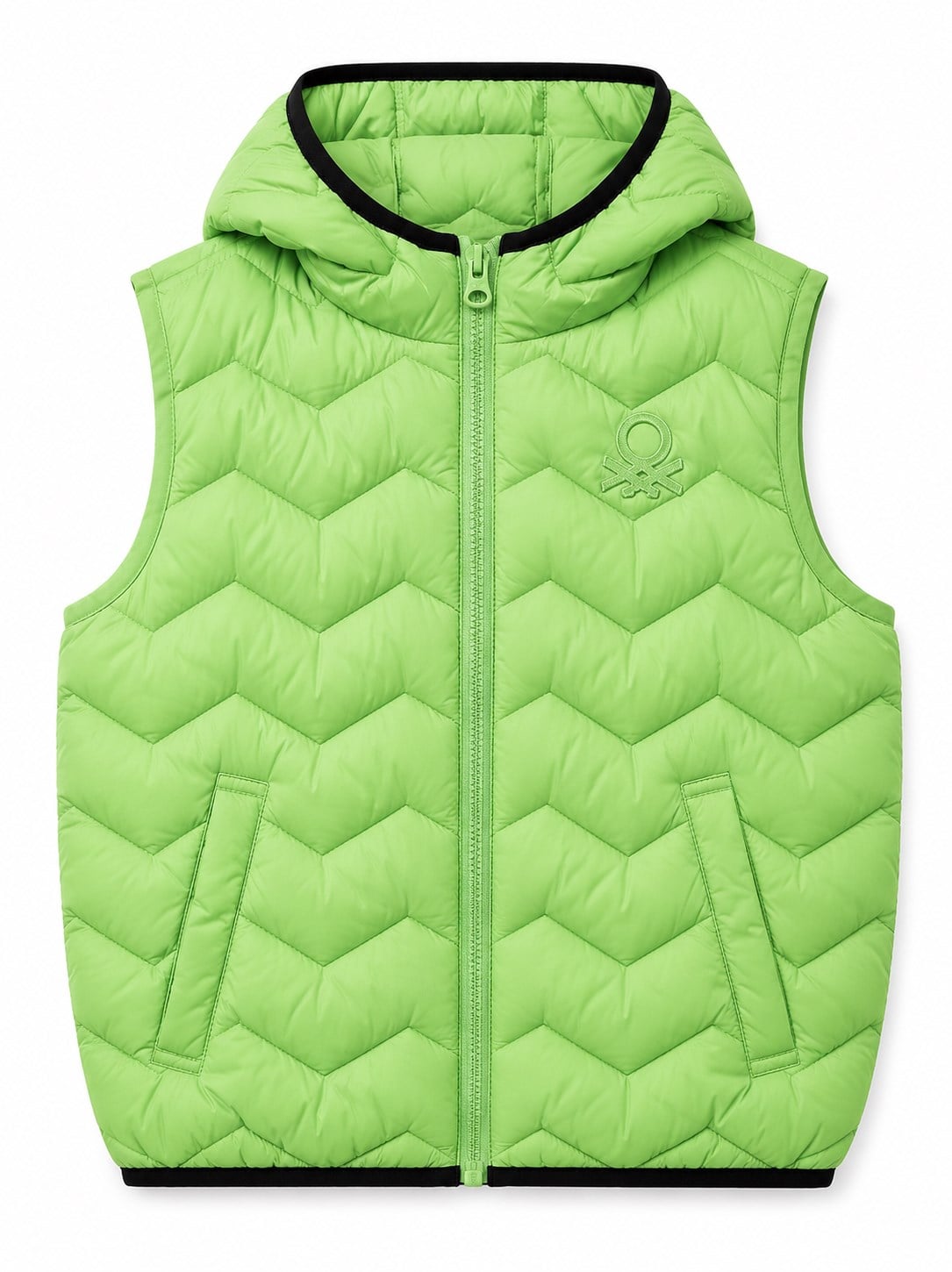 United Colors of Benetton Erkek Çocuk Kapüşonlu Şişme Yelek 6-14 Yaş AÇIK YEŞİL