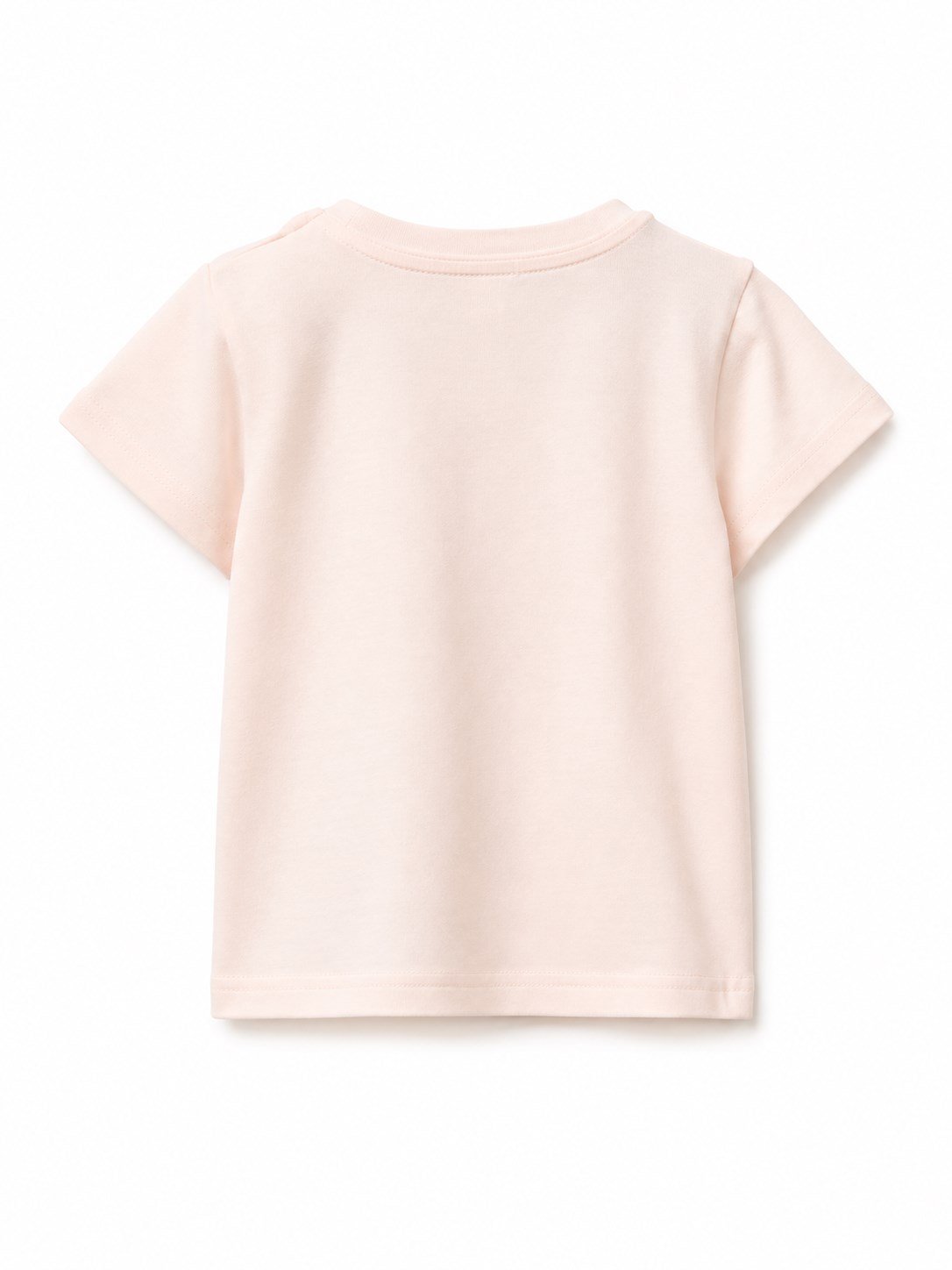 United Colors of Benetton Kız  Bebek Kabarık Su Bazlı Baskı Detaylı Gizli Çıtçıtlı T-Shirt 1-5 Yaş PUDRA