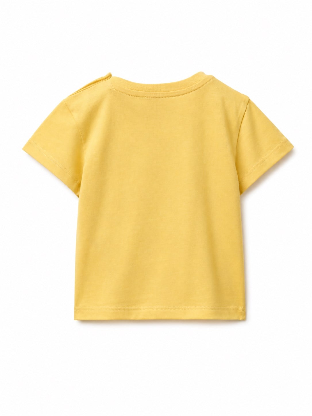 United Colors of Benetton Kız  Bebek Kabarık Su Bazlı Baskı Detaylı Gizli Çıtçıtlı T-Shirt 1-5 Yaş SARI