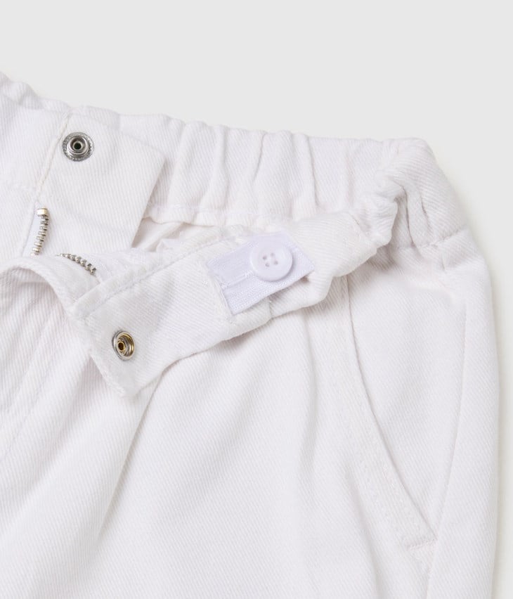 United Colors of Benetton Kız Çocuk Pamuklu Beli Lastikli Şort 6-14 Yaş BEYAZ