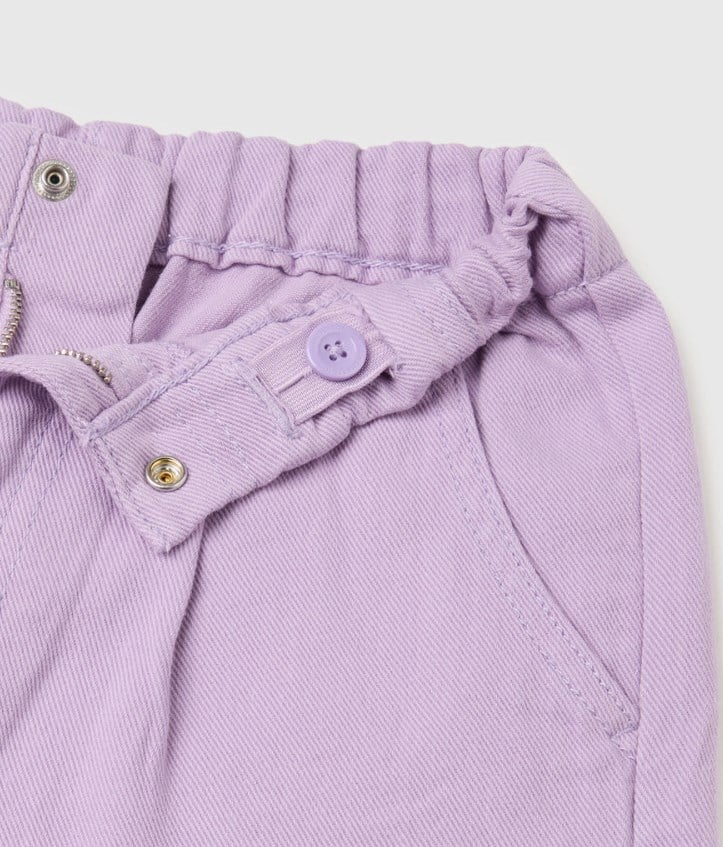 United Colors of Benetton Kız Çocuk Pamuklu Beli Lastikli Şort 6-14 Yaş LİLA