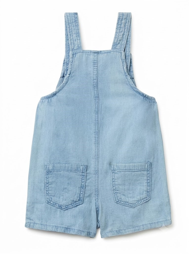 United Of Colors Benetton Bebek Açık Mavi Ahşap Düğme Detaylı Askılı Denim Tulum 3-18 Ay MAVİ