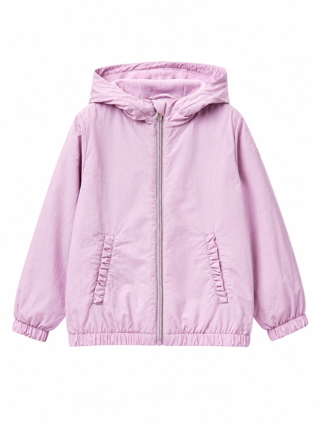 United Of Colors Benetton Kız Bebek Fırfır Detaylı Kapüşonlu Yağmurluk Rüzgarlık Ceket 1-6 Yaş LİLA