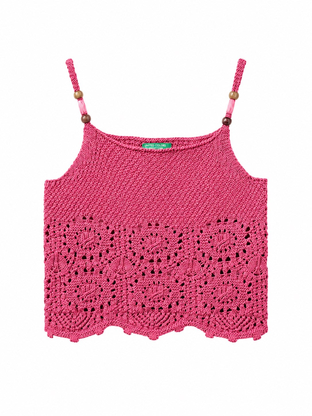 United Of Colors Benetton Kız Çocuk Boncuklu Askı Detaylı  Bluz 6-14 Yaş FUŞYA