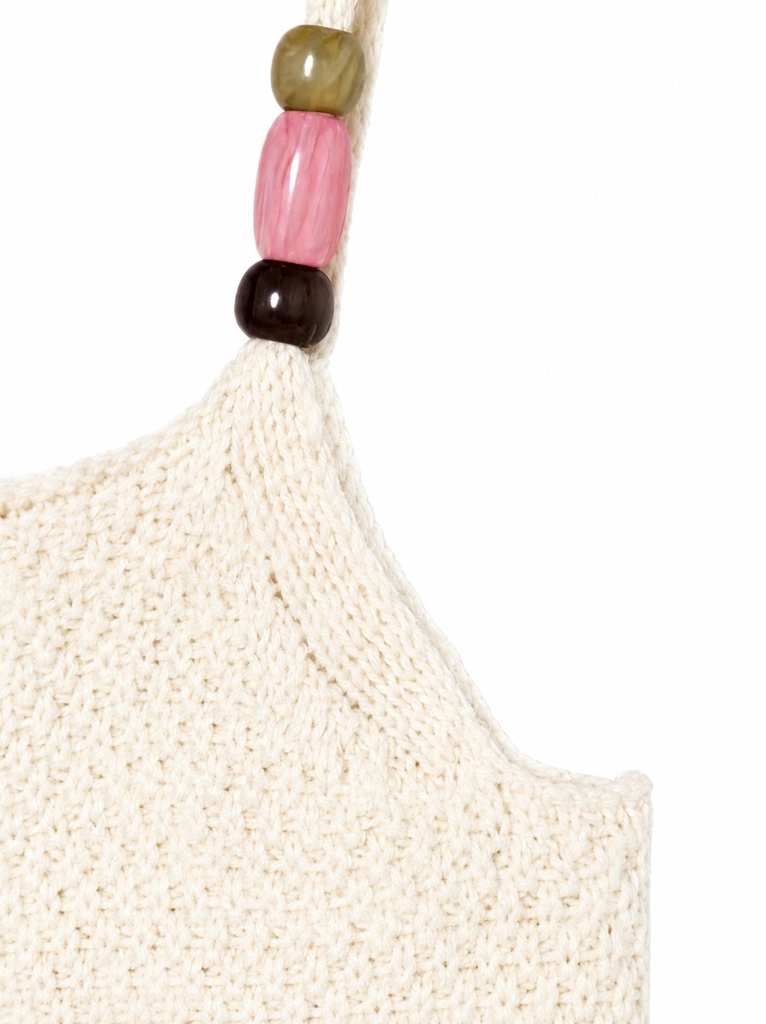 United Of Colors Benetton Kız Çocuk Boncuklu Askı Detaylı Ajur Örgü Crop Bluz 6-14 Yaş EKRU