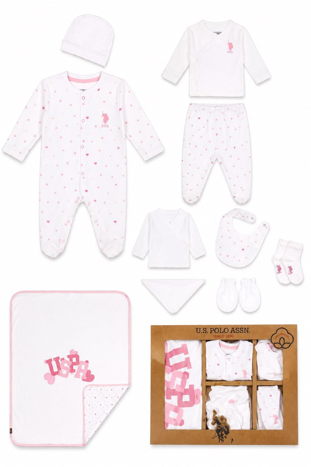 US POLO KIZ BEBEK HASTANE ÇIKIŞI 10LU SET KREM