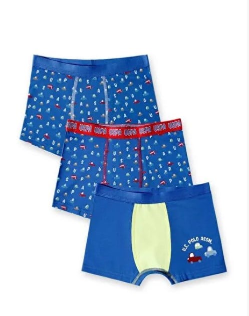 USPA Erkek Çocuk Araba Baskı 3lü Boxer Set COBALT