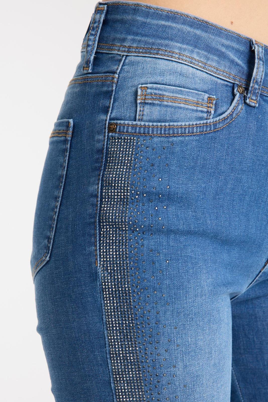 İspanyol Paça Yanı Taş Şeritli Kot Pantolon A.Mavi 4000