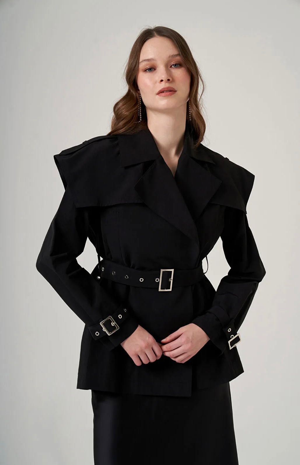 Nuss 6042 Kuşak Detaylı Kap Ceket SiyahKapNuss3948NussNuss 6042 Kuşak Detaylı Kap Ceket Siyah