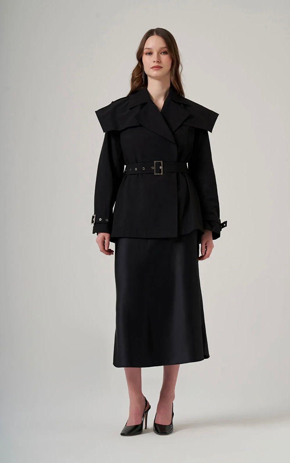 Nuss 6042 Kuşak Detaylı Kap Ceket SiyahKapNuss3948NussNuss 6042 Kuşak Detaylı Kap Ceket Siyah