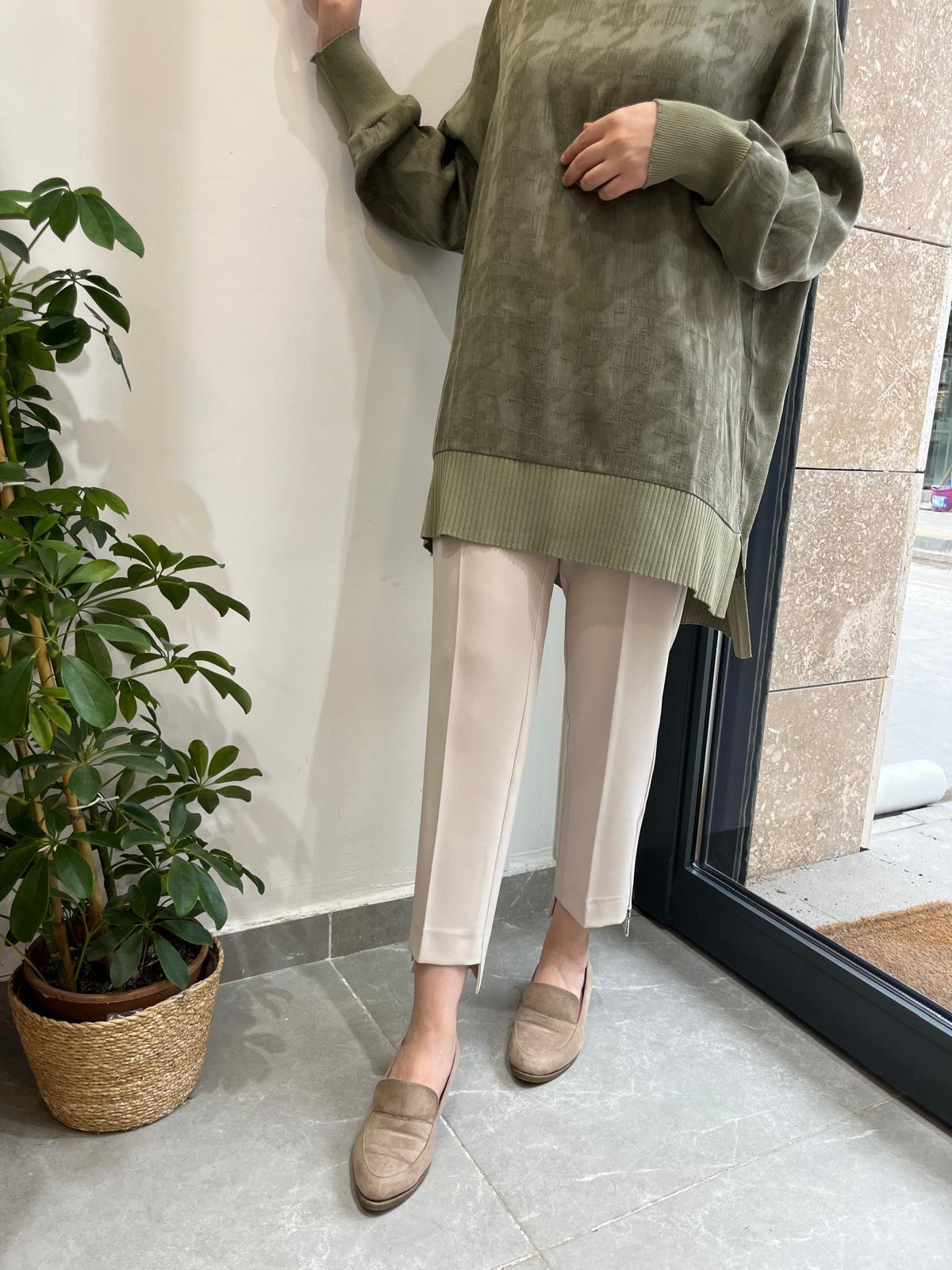 Yusuf Özdemir Fermuar Detaylı Pantolon Bej 1101