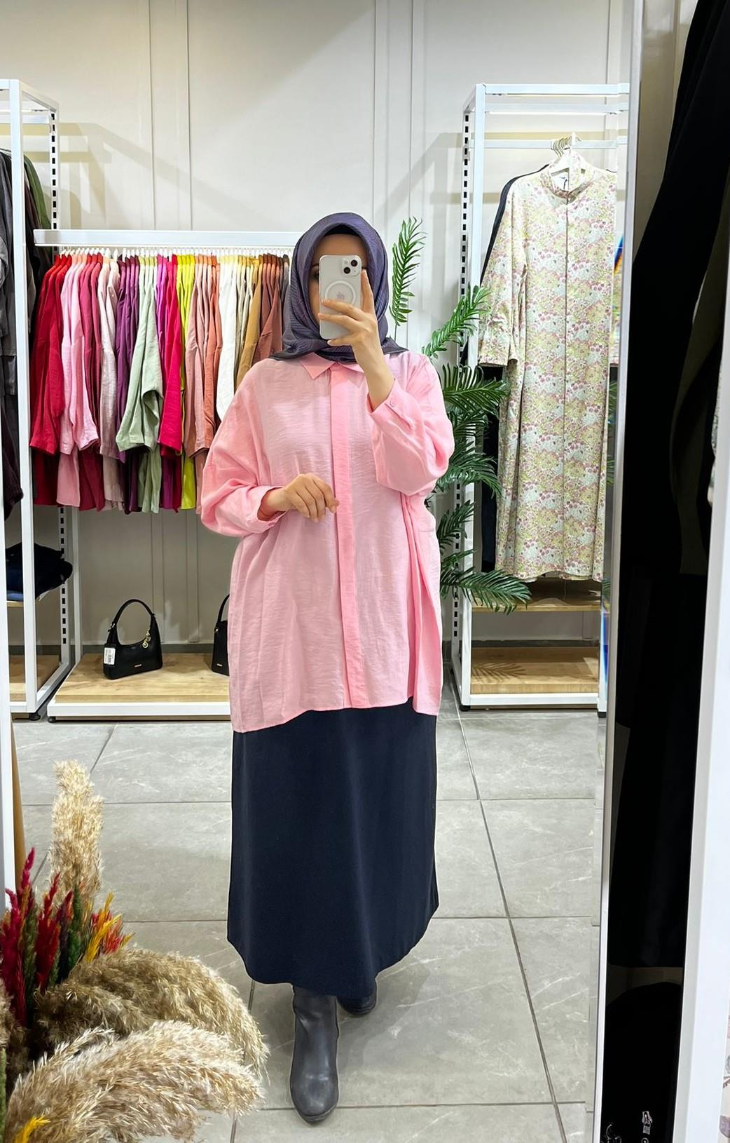 Nuss 3001 Oversize Düğmeli Gömlek Şeker PembeGömlekNuss3852NussNuss 3001 Oversize Düğmeli Gömlek Şeker Pembe