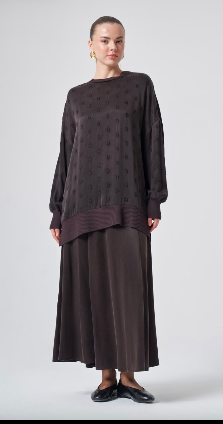 Nuss 3043 İpek Kupra Tunik KahveTunikNuss4126NussNuss 3043 İpek Kupra Tunik Kahve