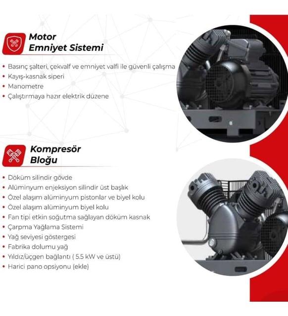 HAVA KOMPRESÖRÜ 500 LT D7.5-500 T PİSTONLU