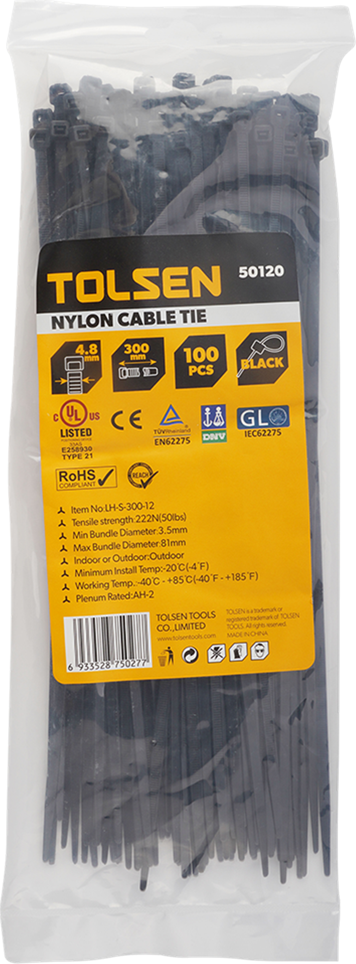TOLSEN KABLO BAĞI 4.8X300 SİYAH