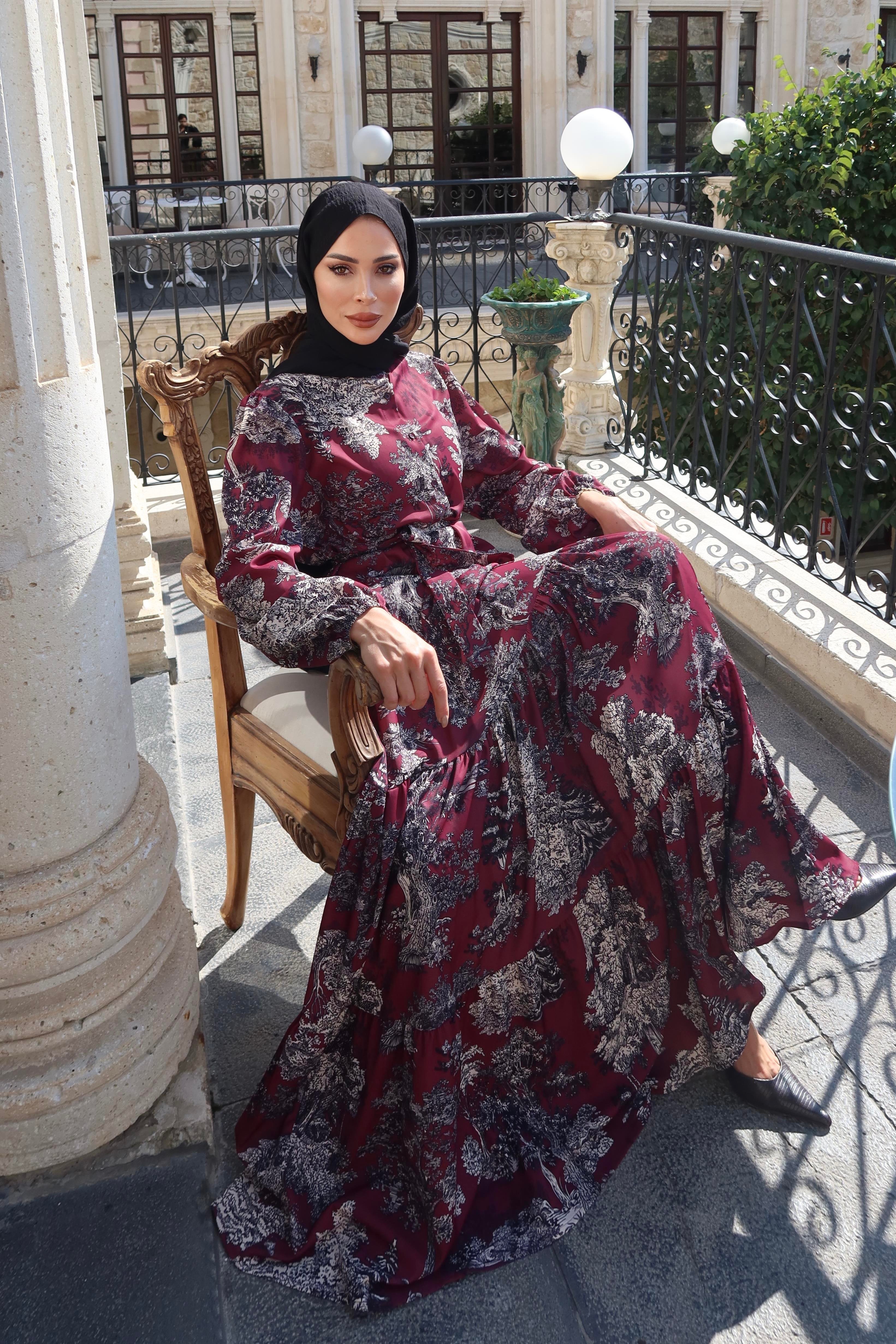 September Krep Bordo Elbise