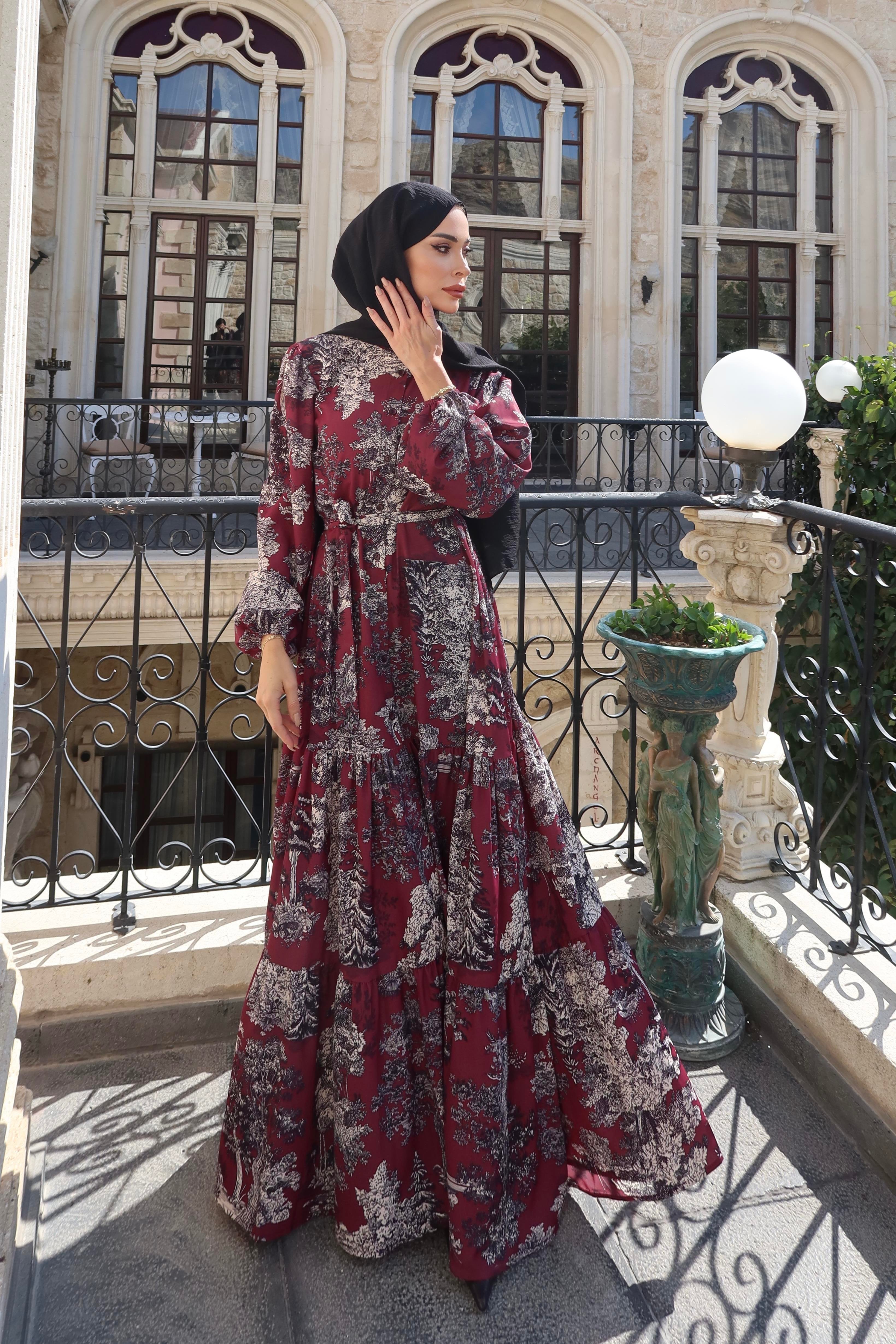 September Krep Bordo Elbise