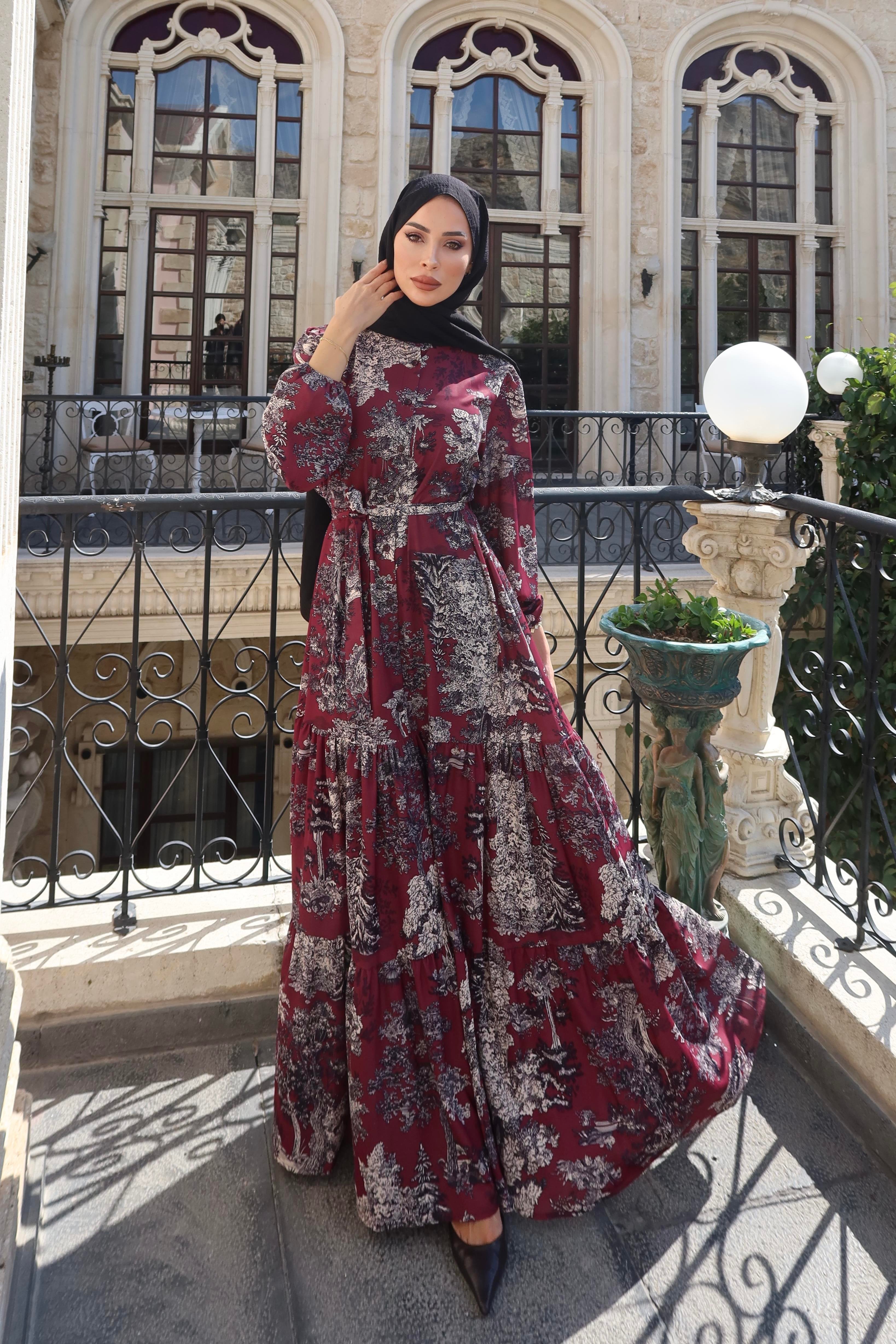 September Krep Bordo Elbise