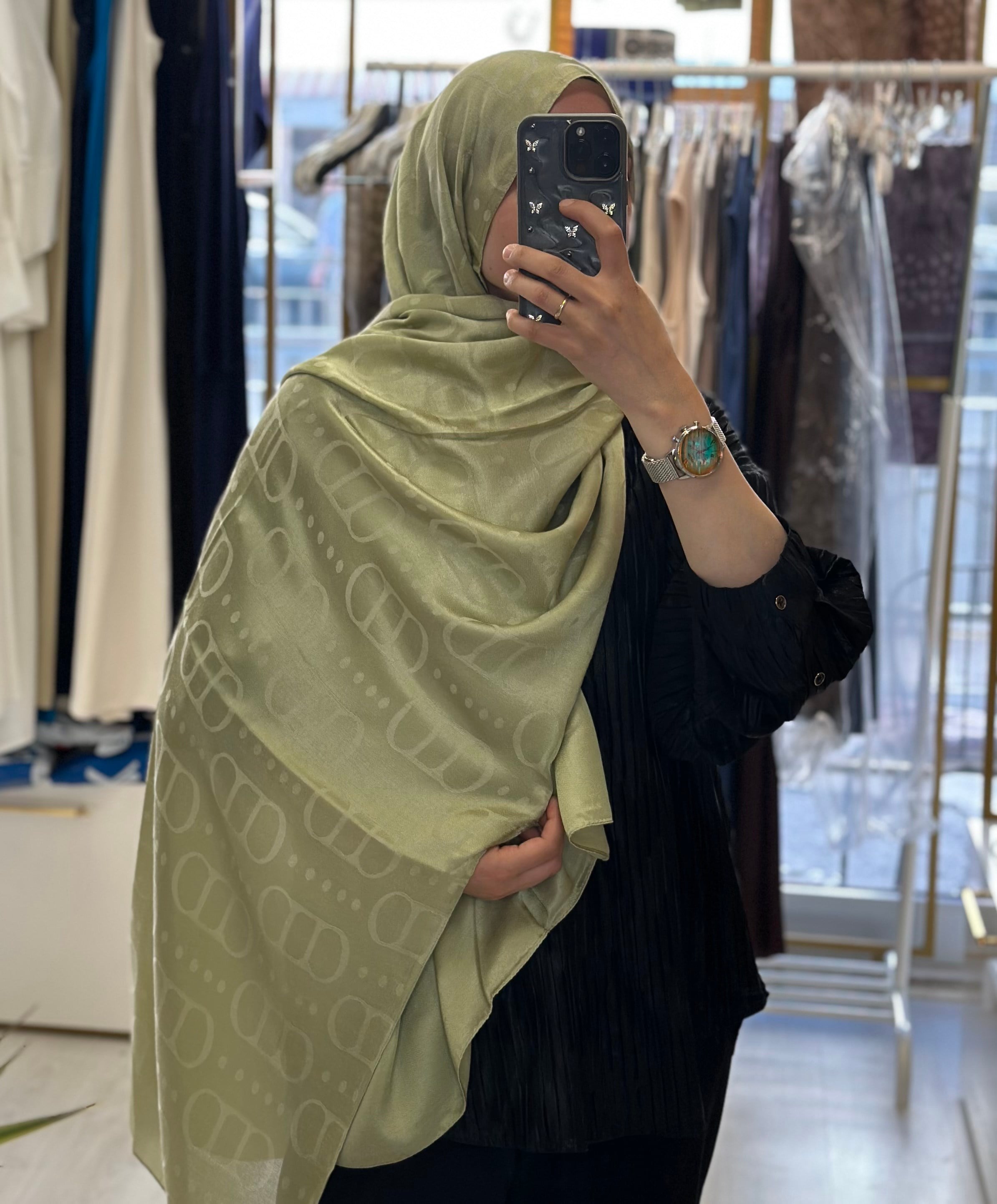 Carell Desen Şal - Mint Yeşil