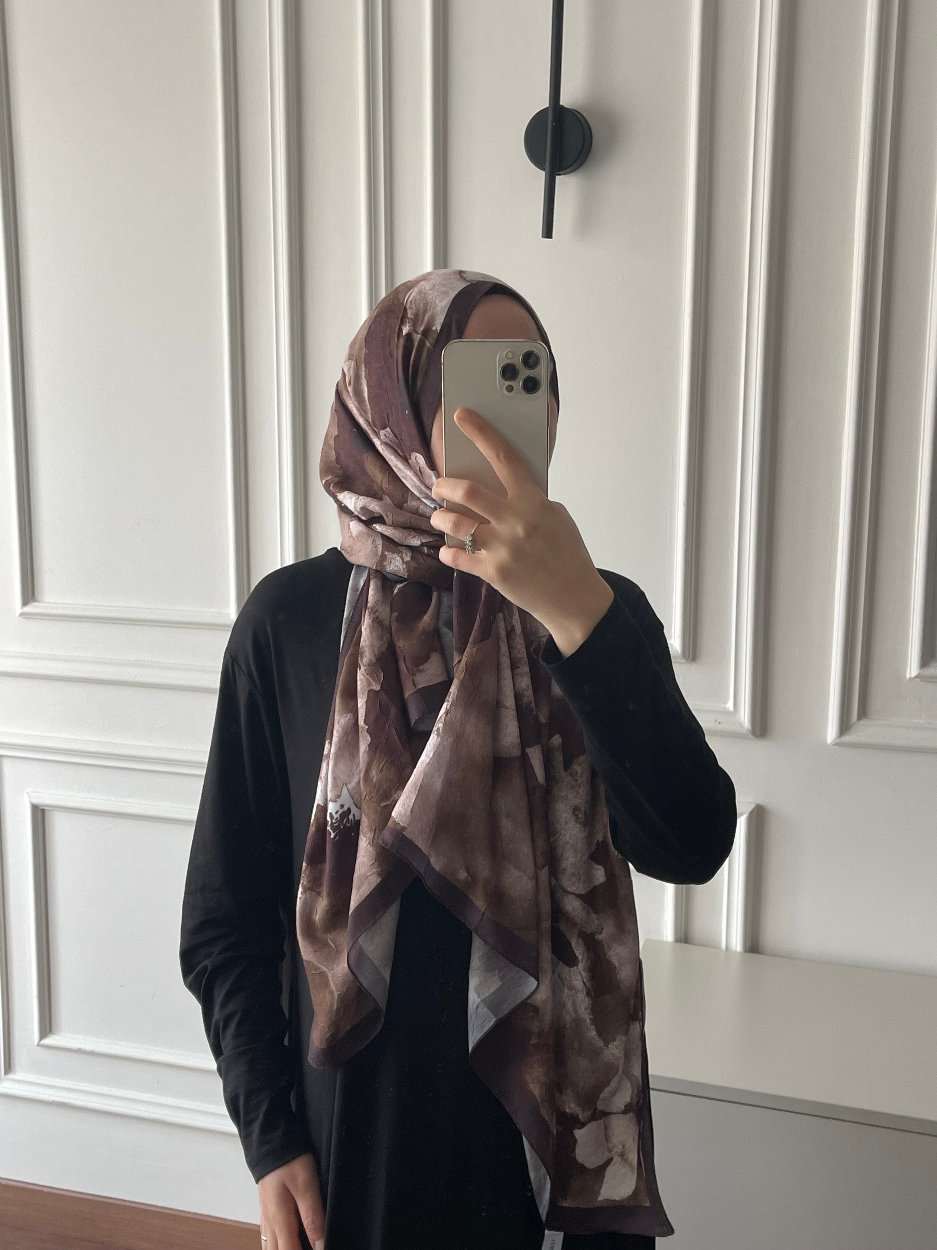 Çiçek Desen Bambu Jakar - Acı Kahve