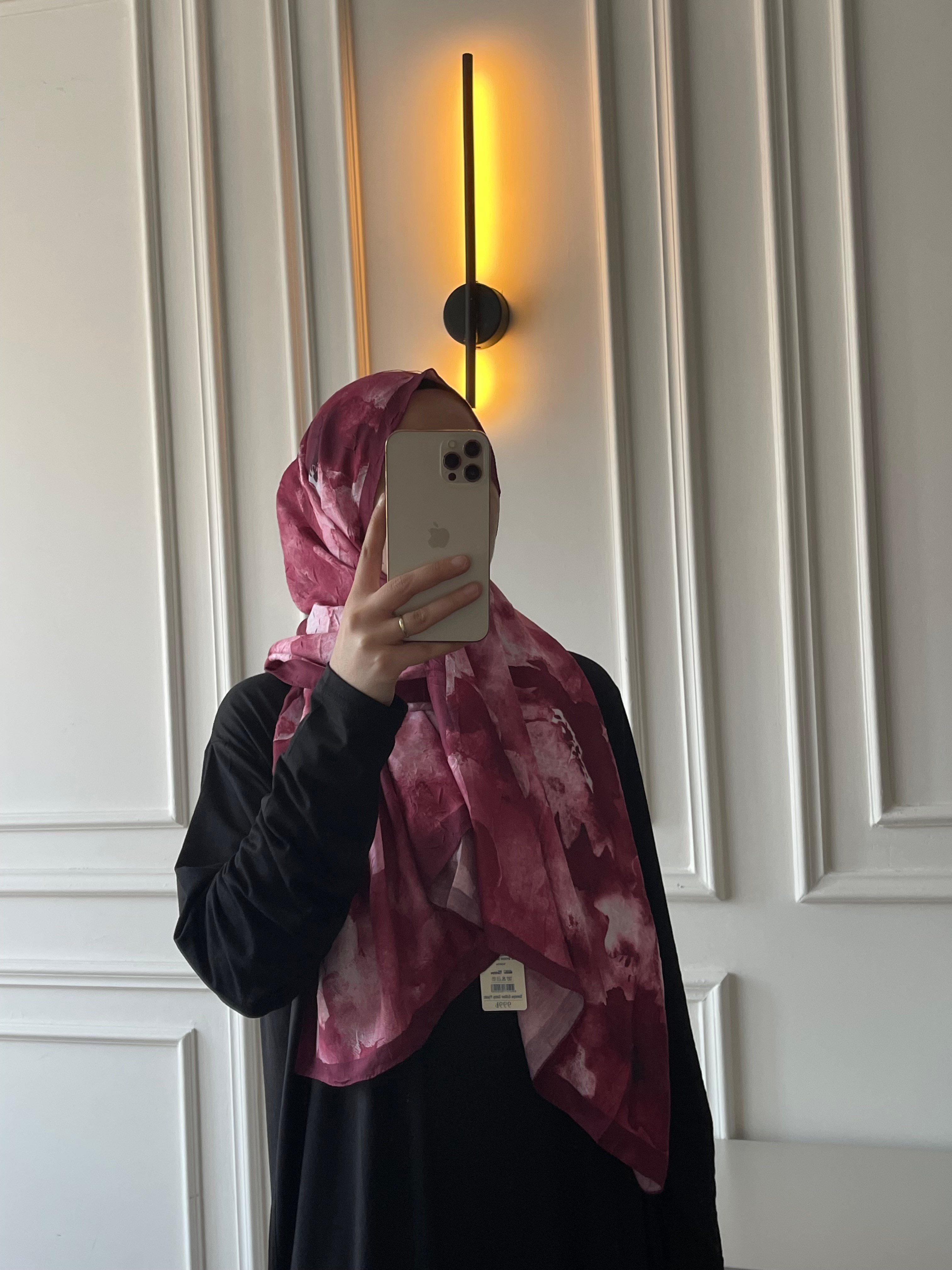 Çiçek Desen Bambu Jakar - Bordo