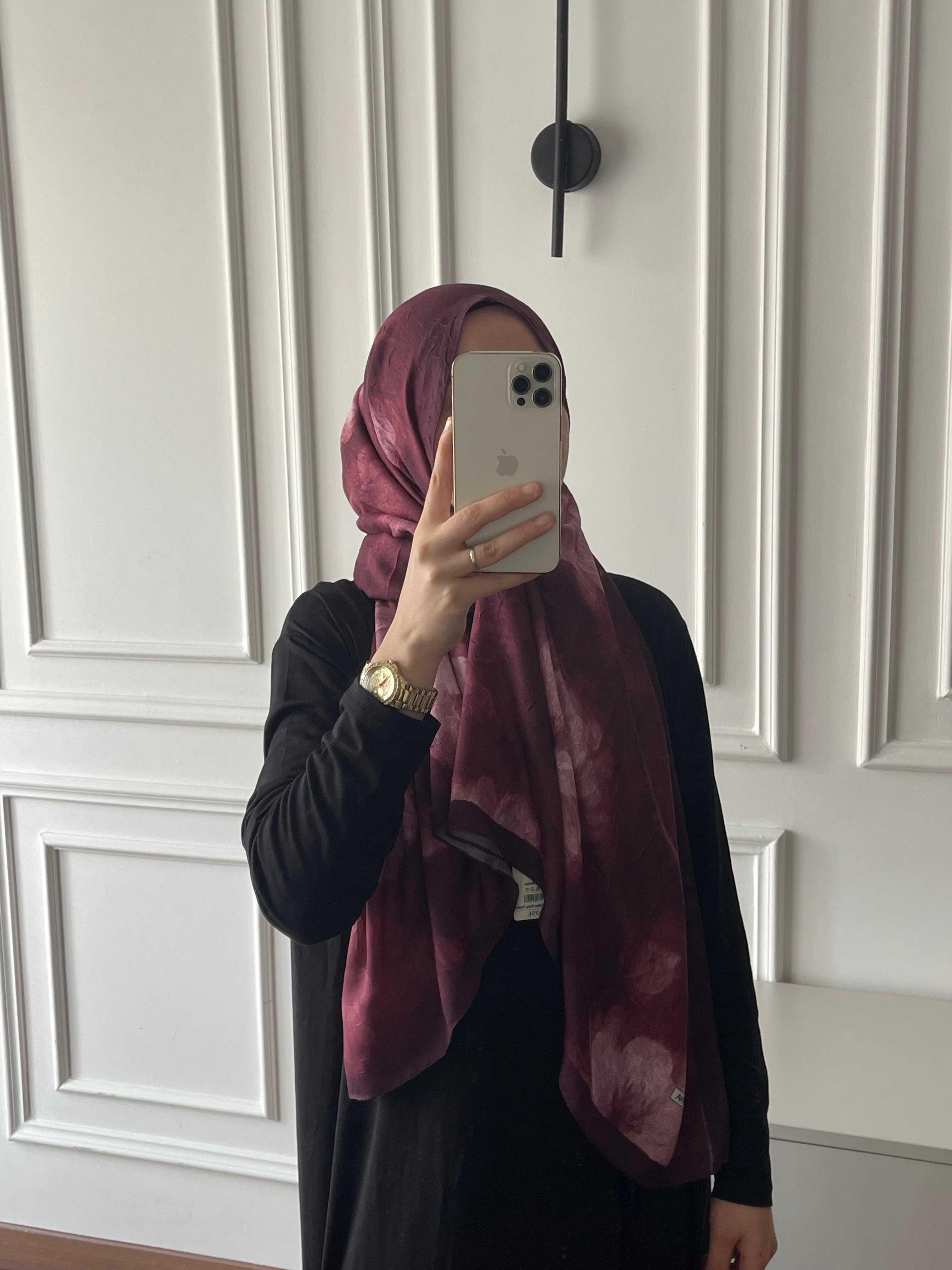 Çiçek Desen Bambu Jakar - Mürdüm