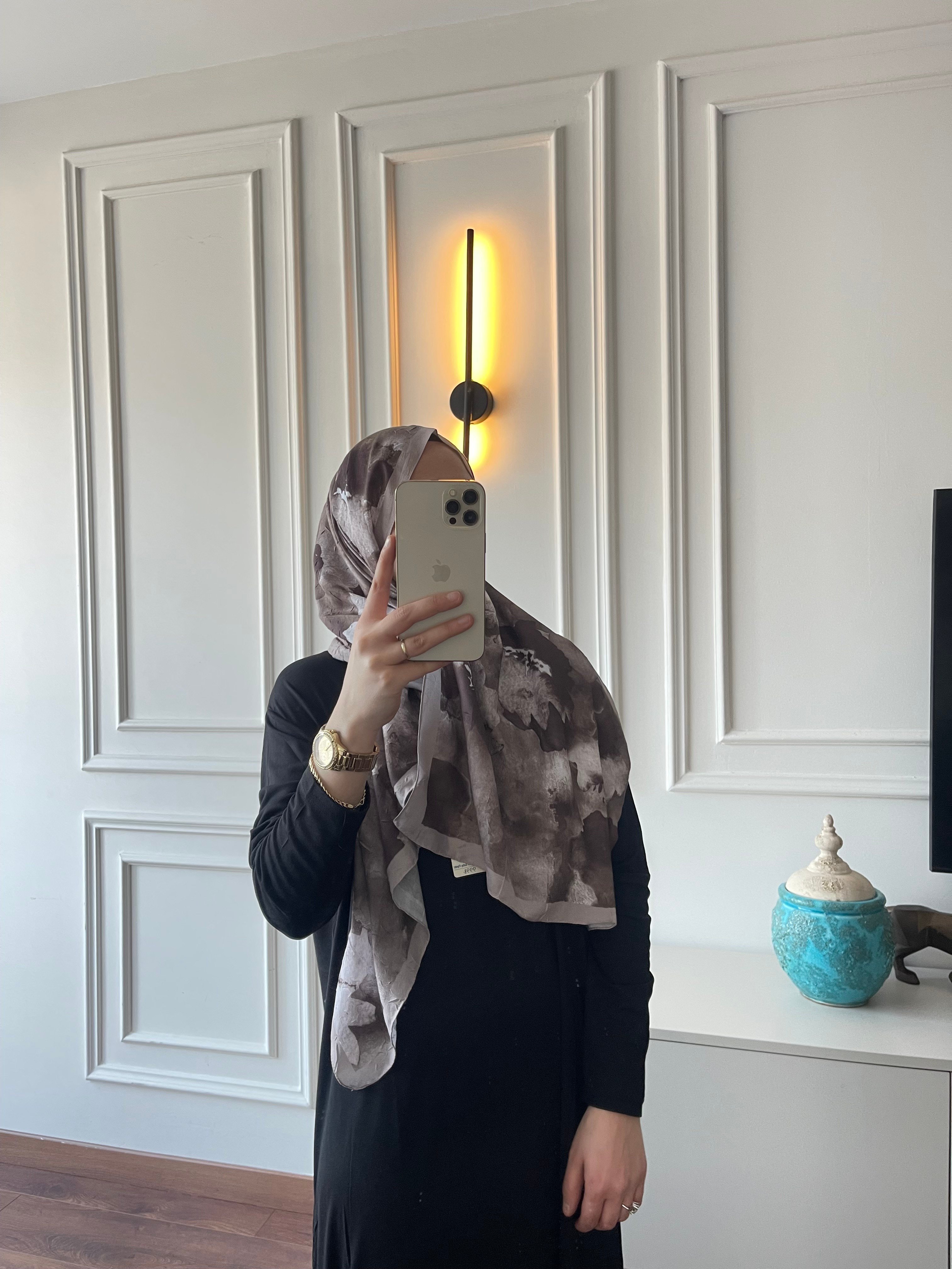 Çiçek Desen Bambu Jakar - Vizon