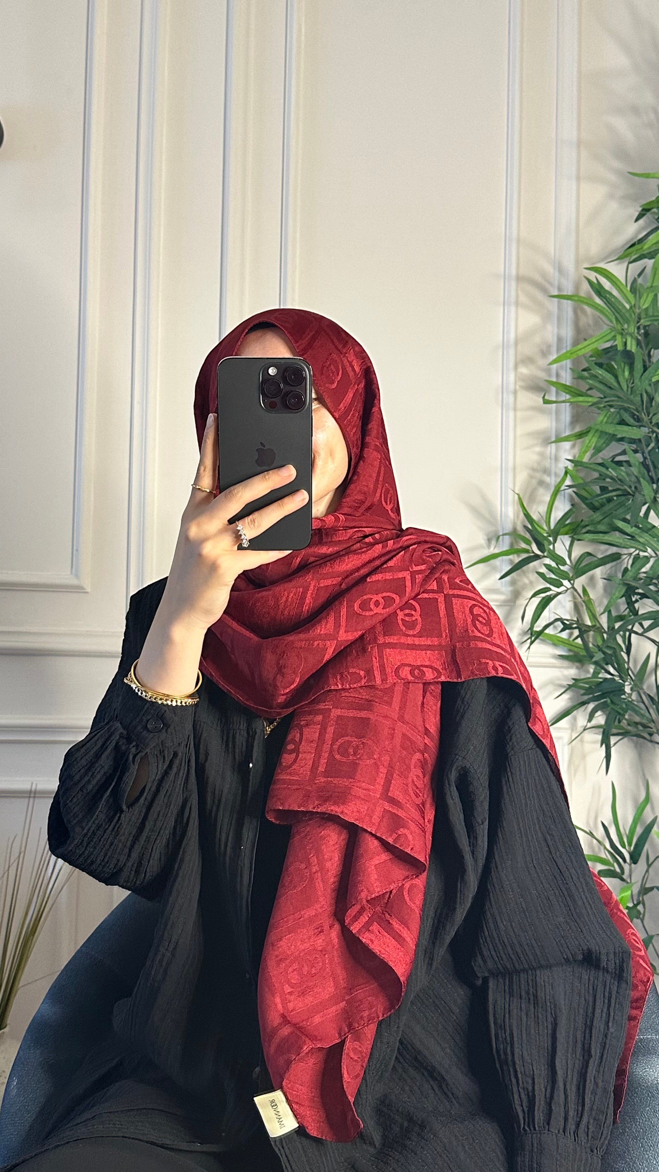 Kareo Halka Desen Şal - Bordo
