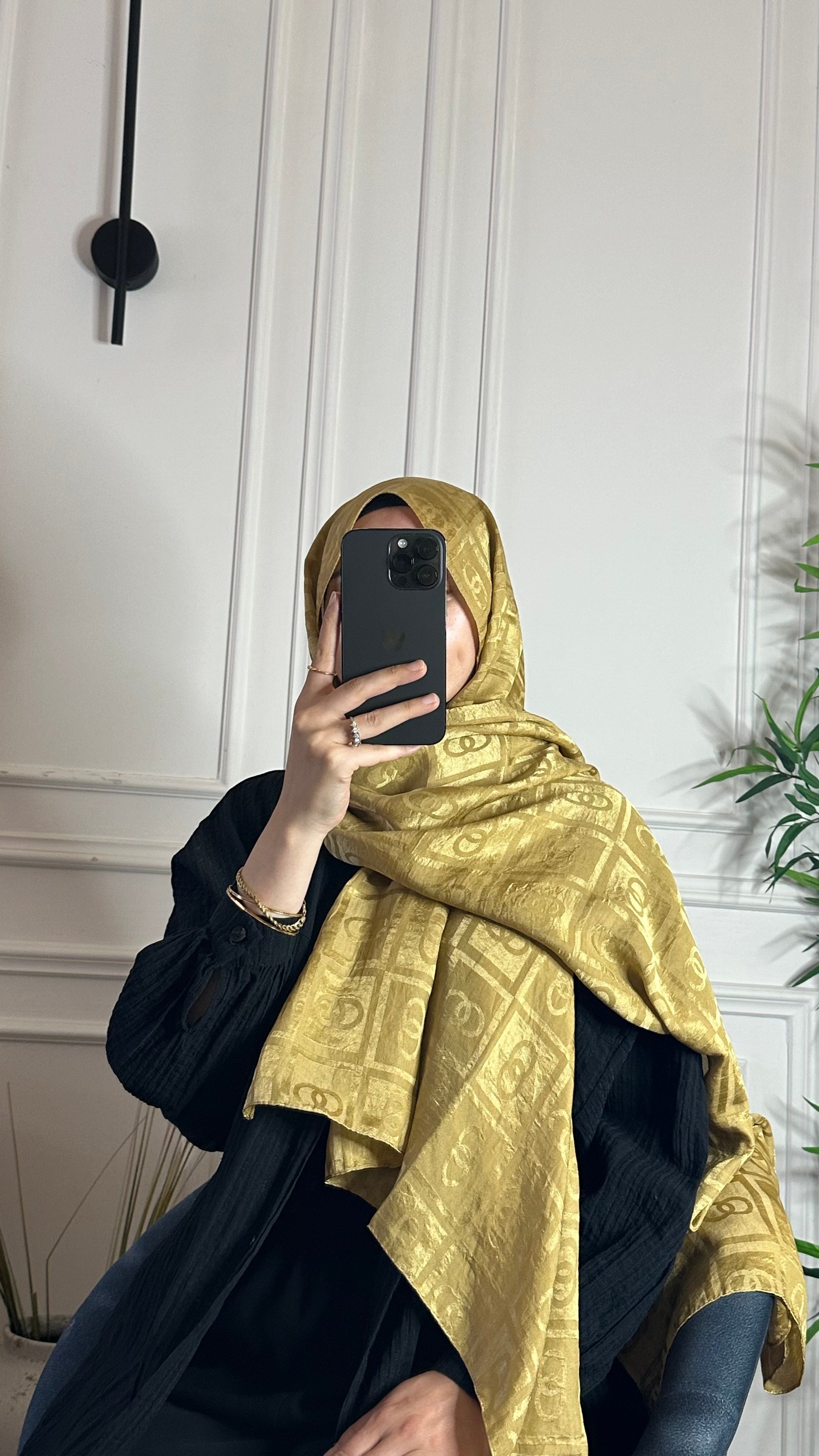 Kareo Halka Desen Şal - Gold