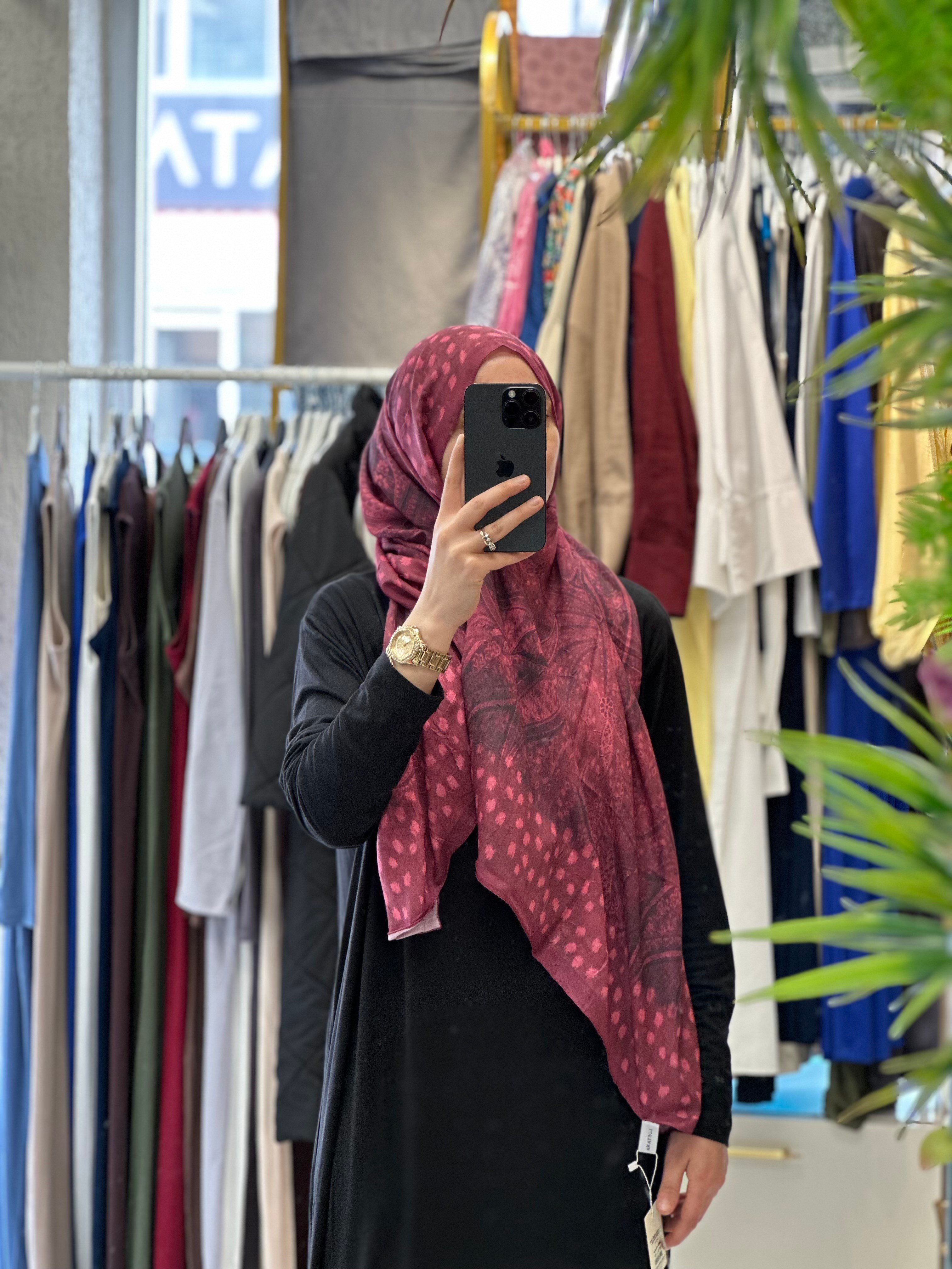 Puantiye Desen Bambu Jakar -Bordo