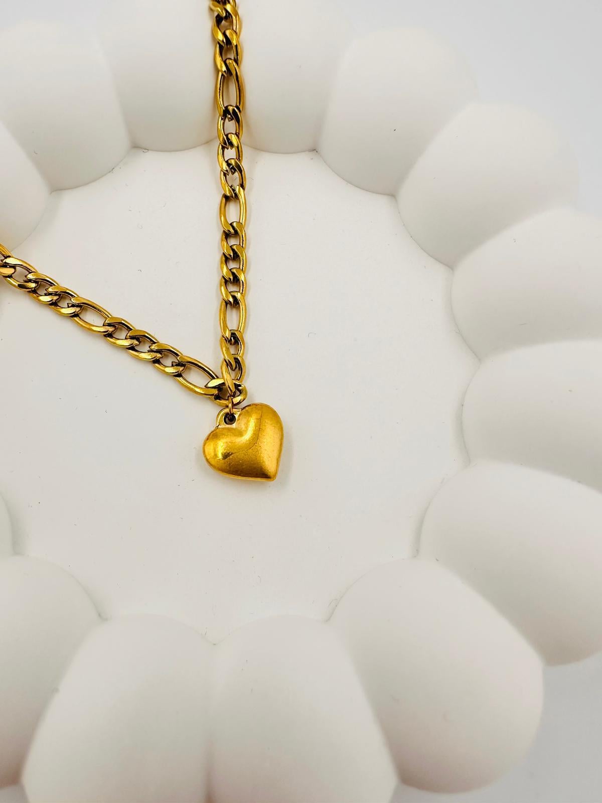 ÇELİK  kalp detaylı gold halhal 00113