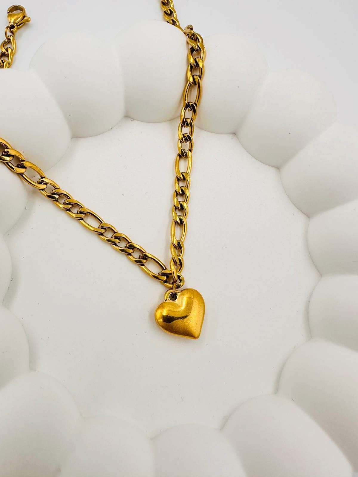 ÇELİK  kalp detaylı gold halhal 00113