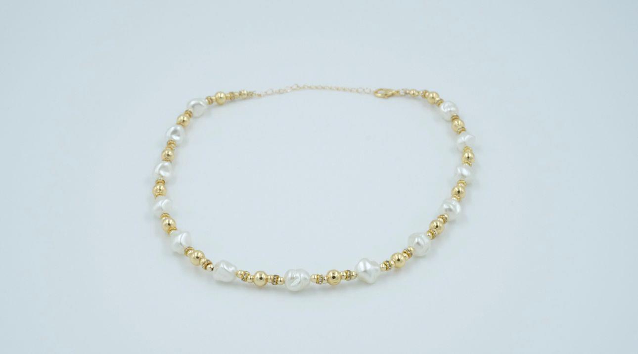İnci seri gold detaylı kolye 00645