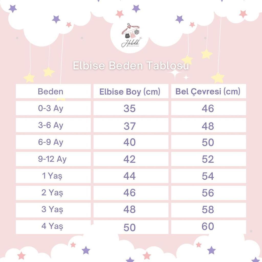 3-6 Ay Göğüs Süslemeli Pempe Poplin Elbise