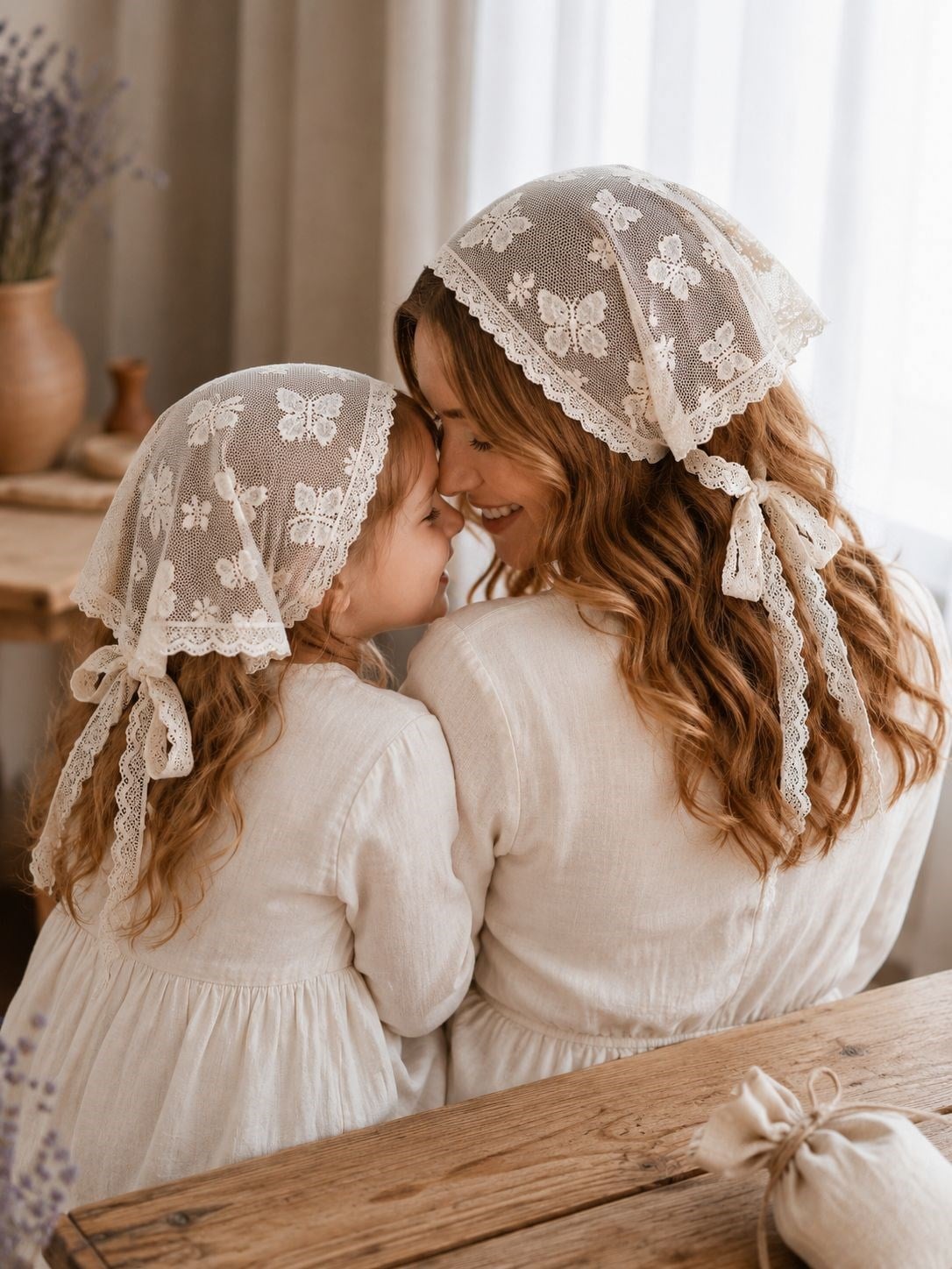 Anne Bebek Çocuk Vintage Üçgen Bandana | Pamuklu Bağlamalı Fisto Bandana Standart Ölçü