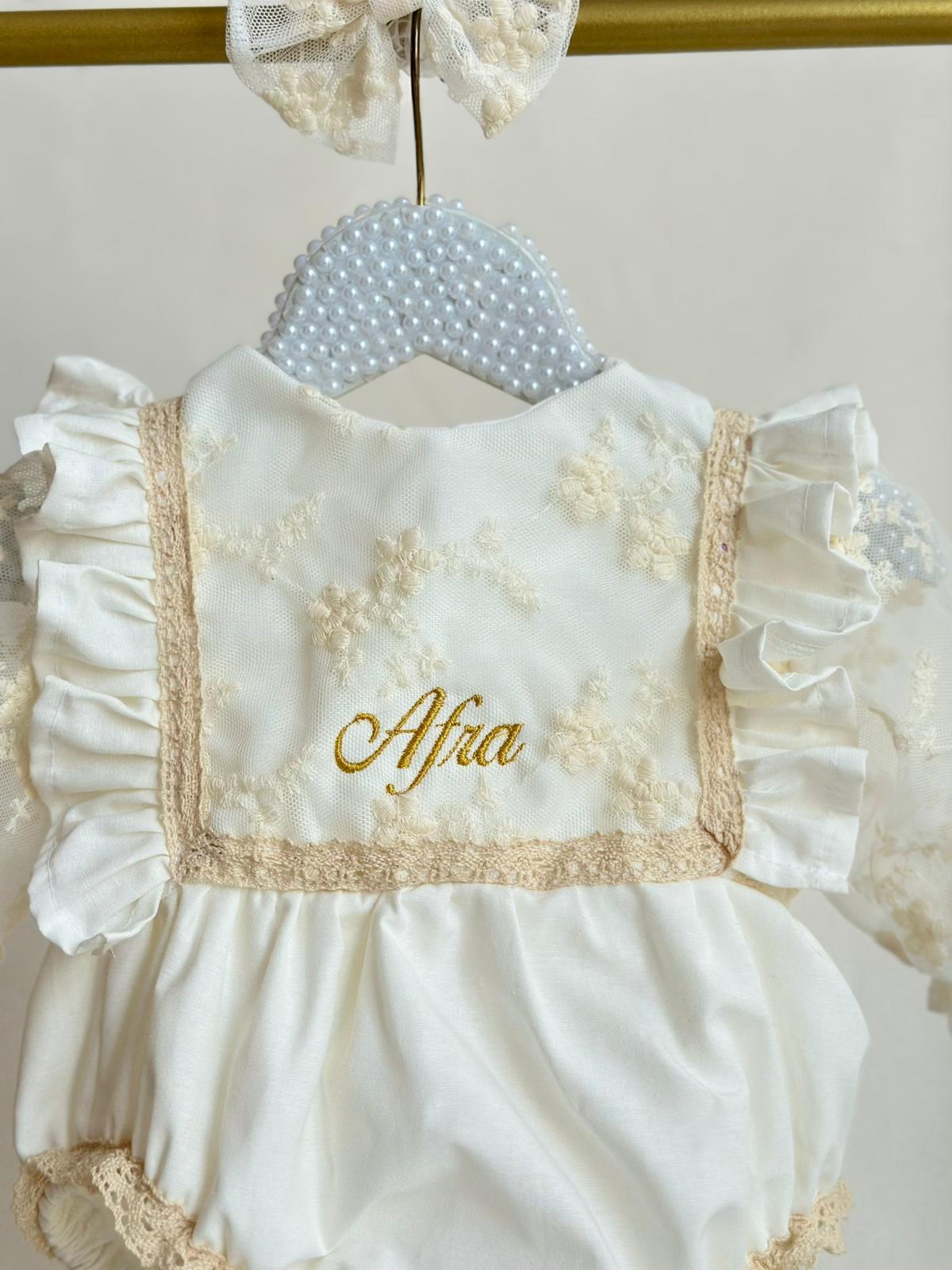 Ekru Krem Vintage Romper Tulum
