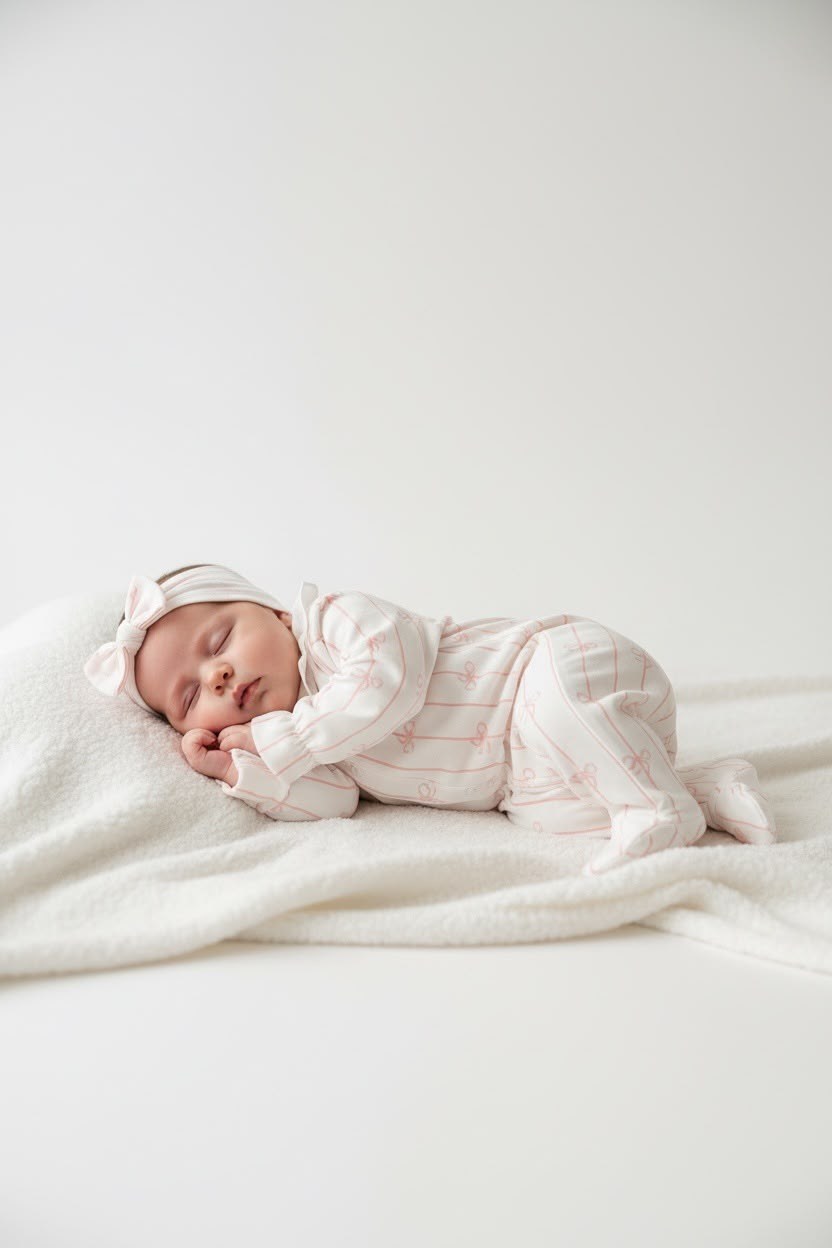 Livia Fiyonk Desenli Kız Bebek Tulum & Bandana 2'li Set – 3-6 Ay