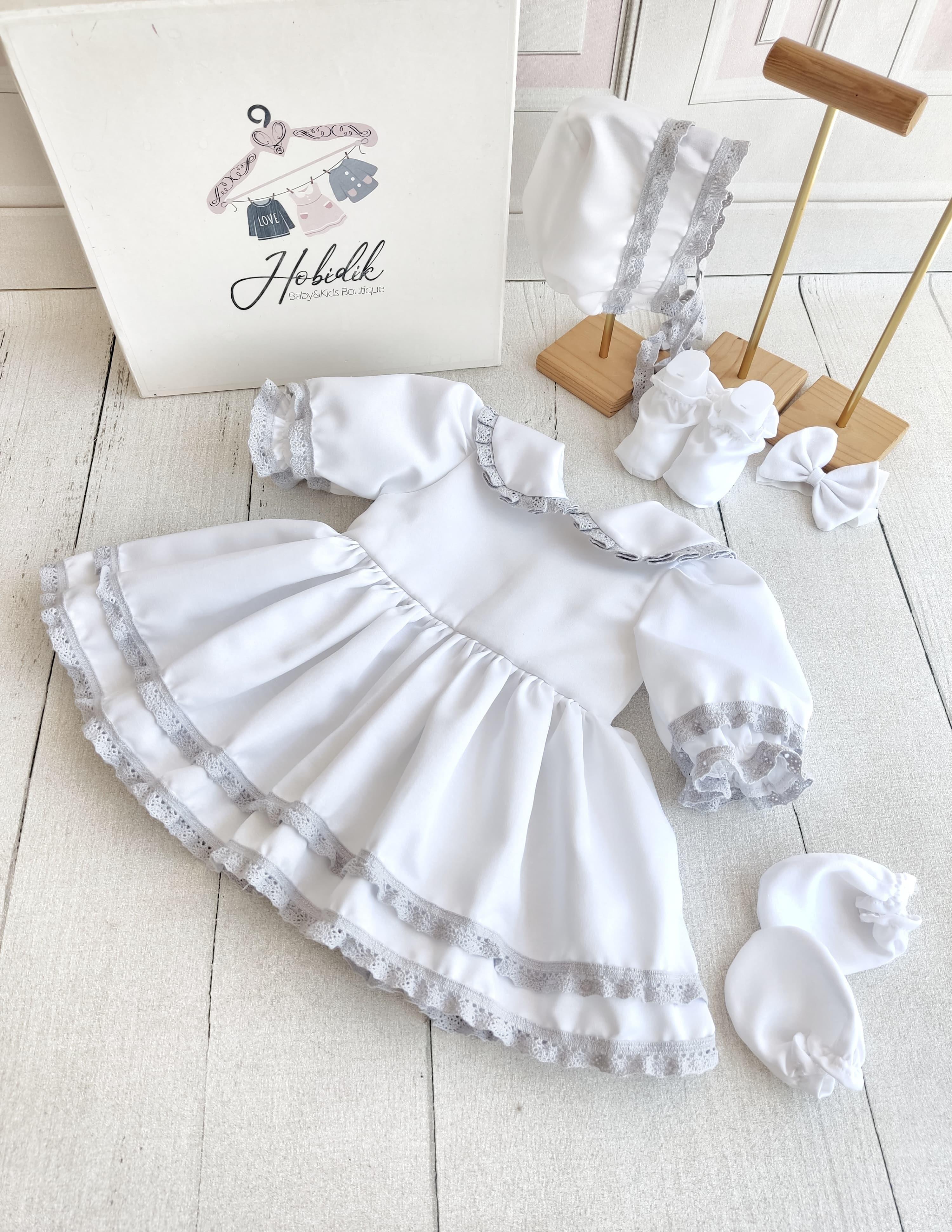 Gri Dantelli Elbise Set