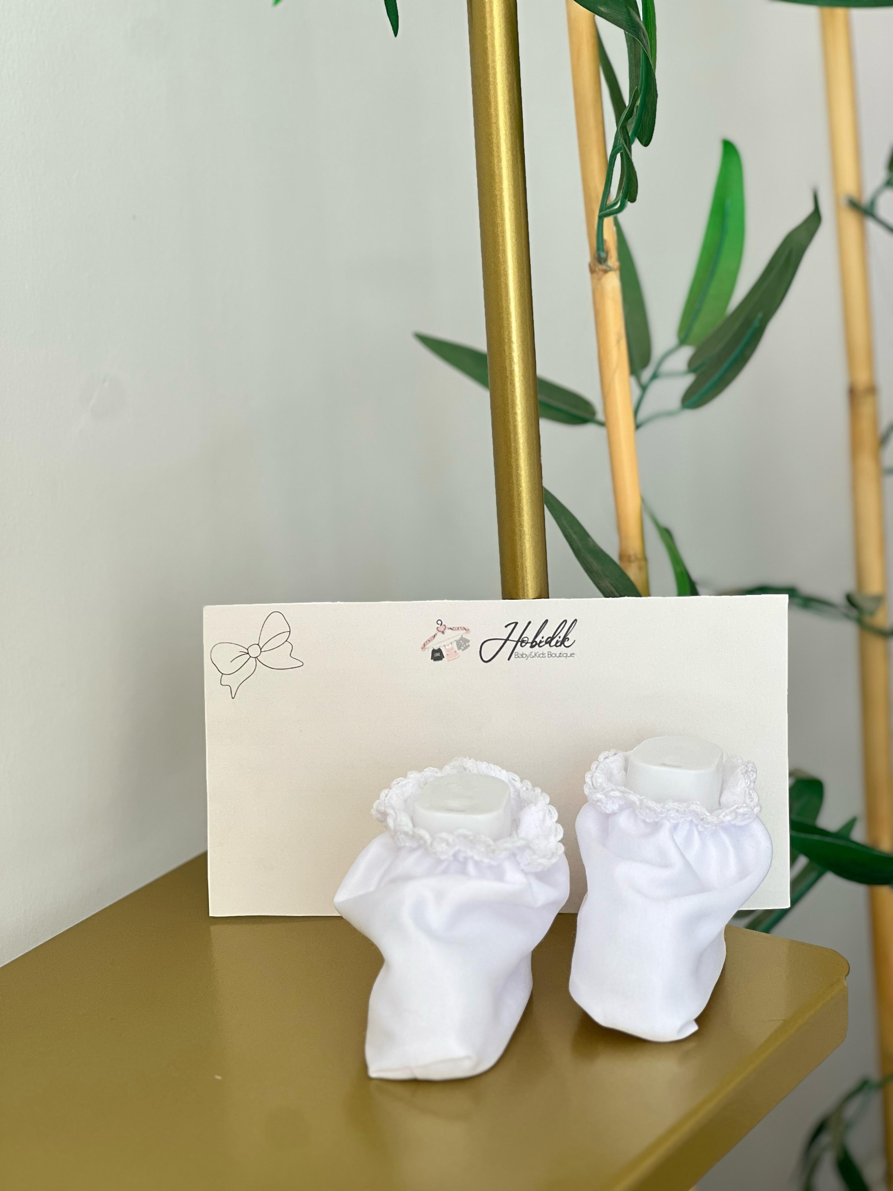 Kar Beyaz Mini Dantel Saten Patik