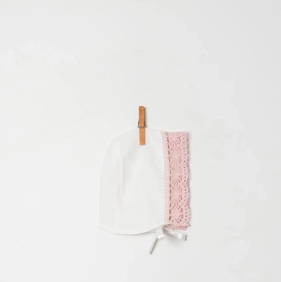 Kız Bebek Ekru Müslin Pembe Dantelli Tulum Set