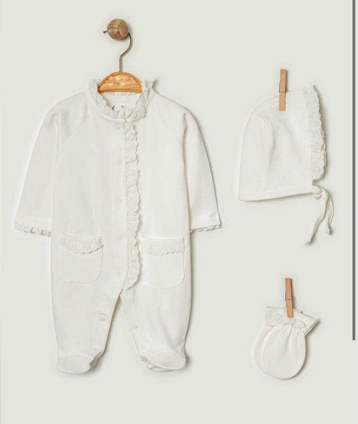 Kız Bebek Fistolu Penye Tulum Set