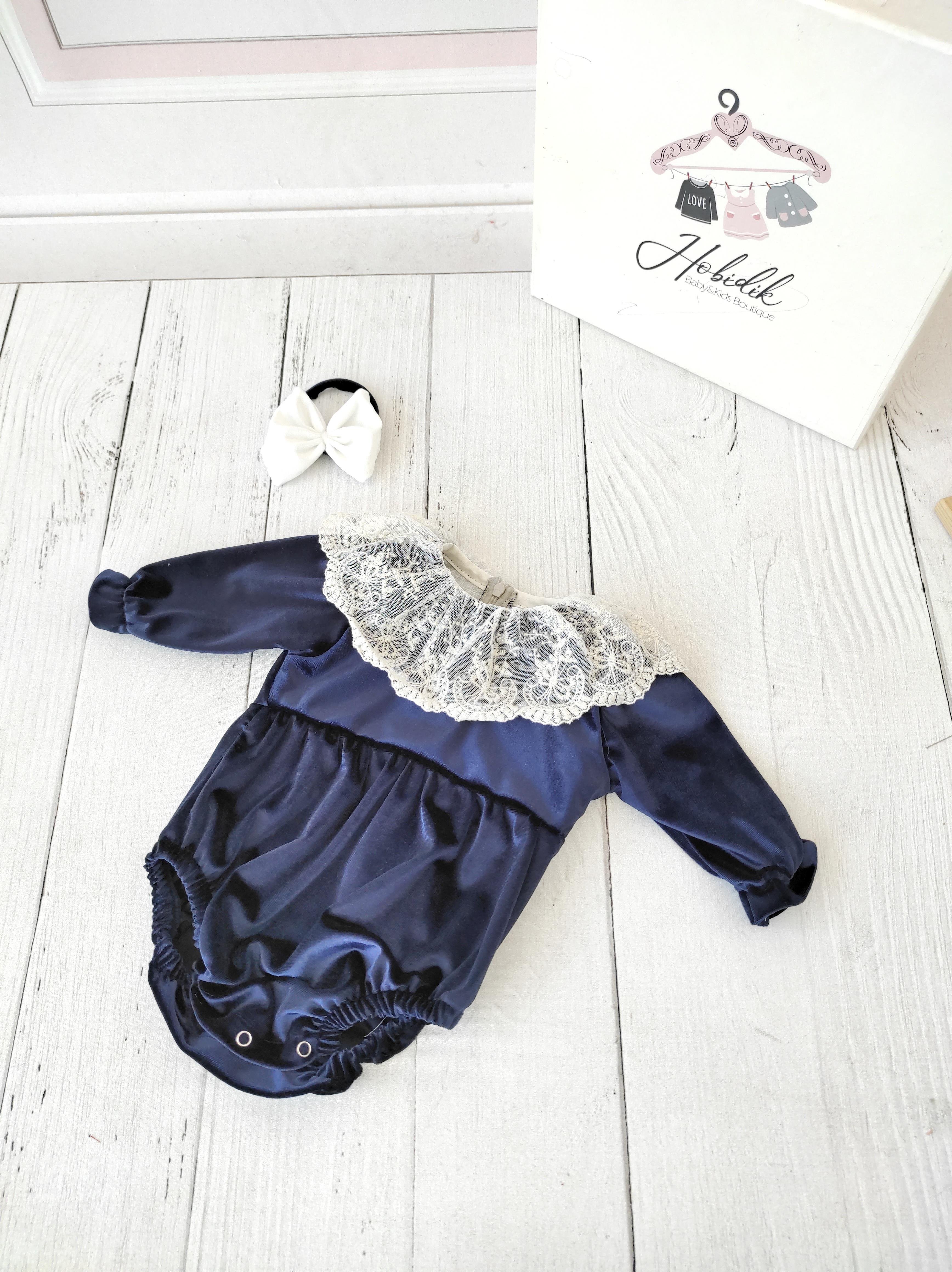 Lacivert Romper Tulum Set 