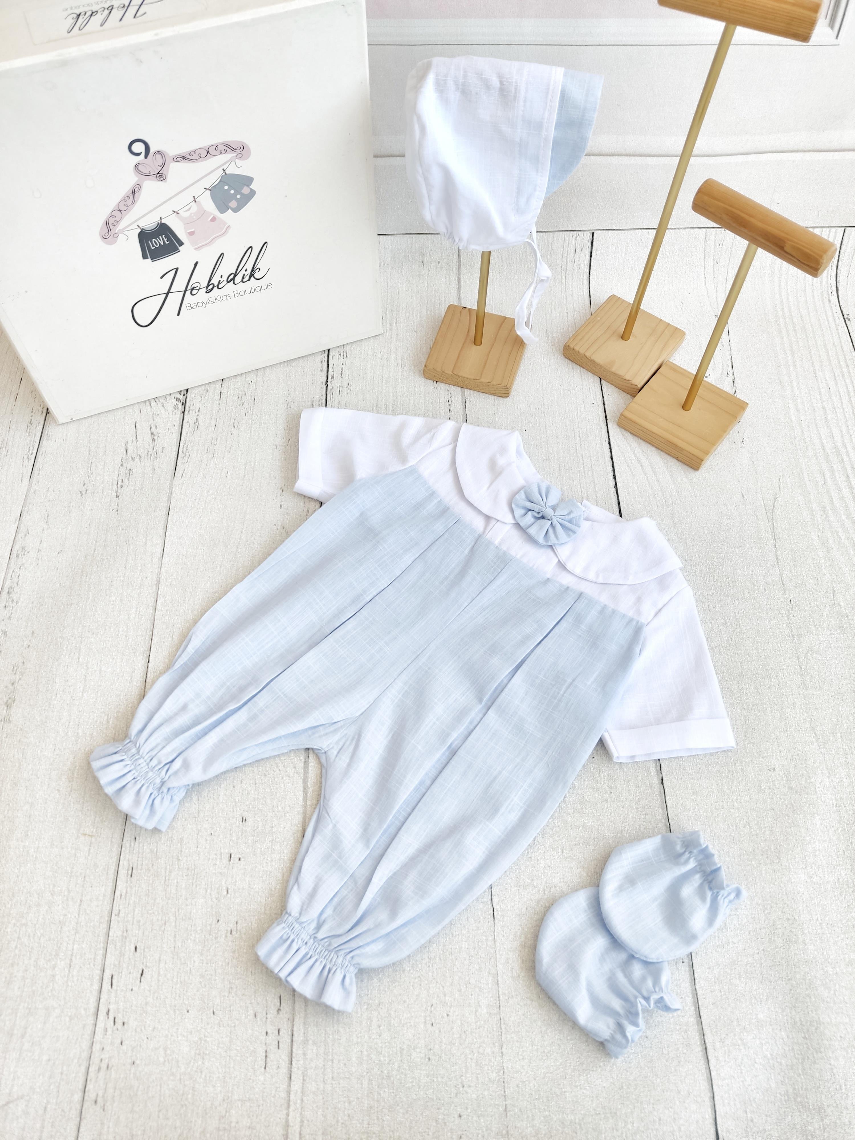Mavi Kot Görünümlü Tulum Set