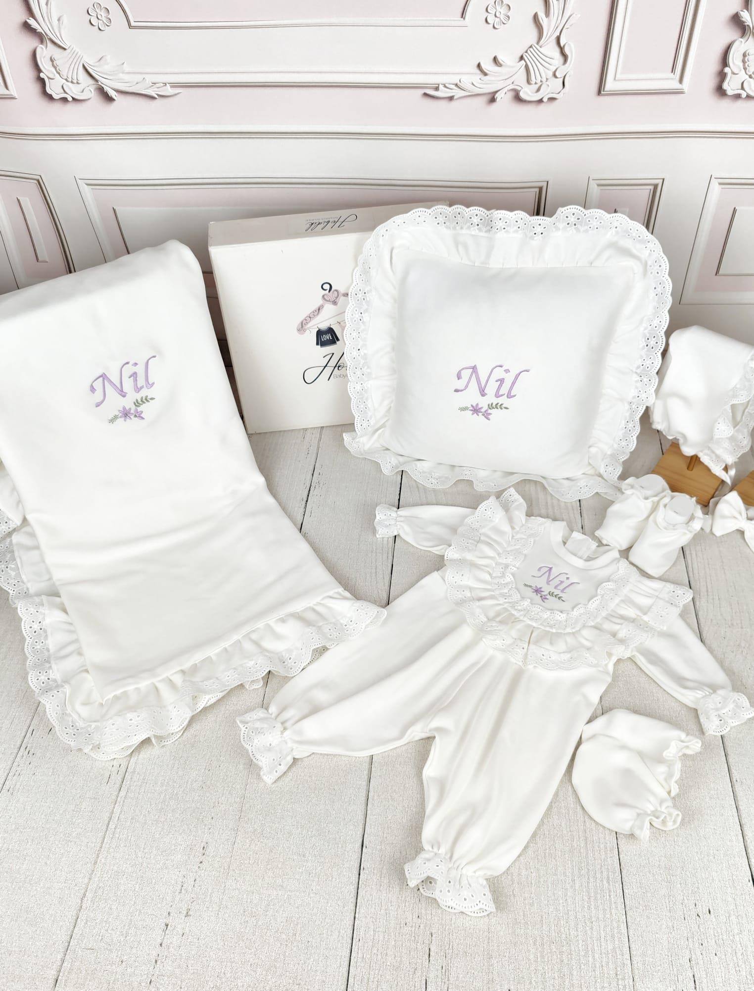 Mor Çiçekli Fırfırlı Tulum Set 