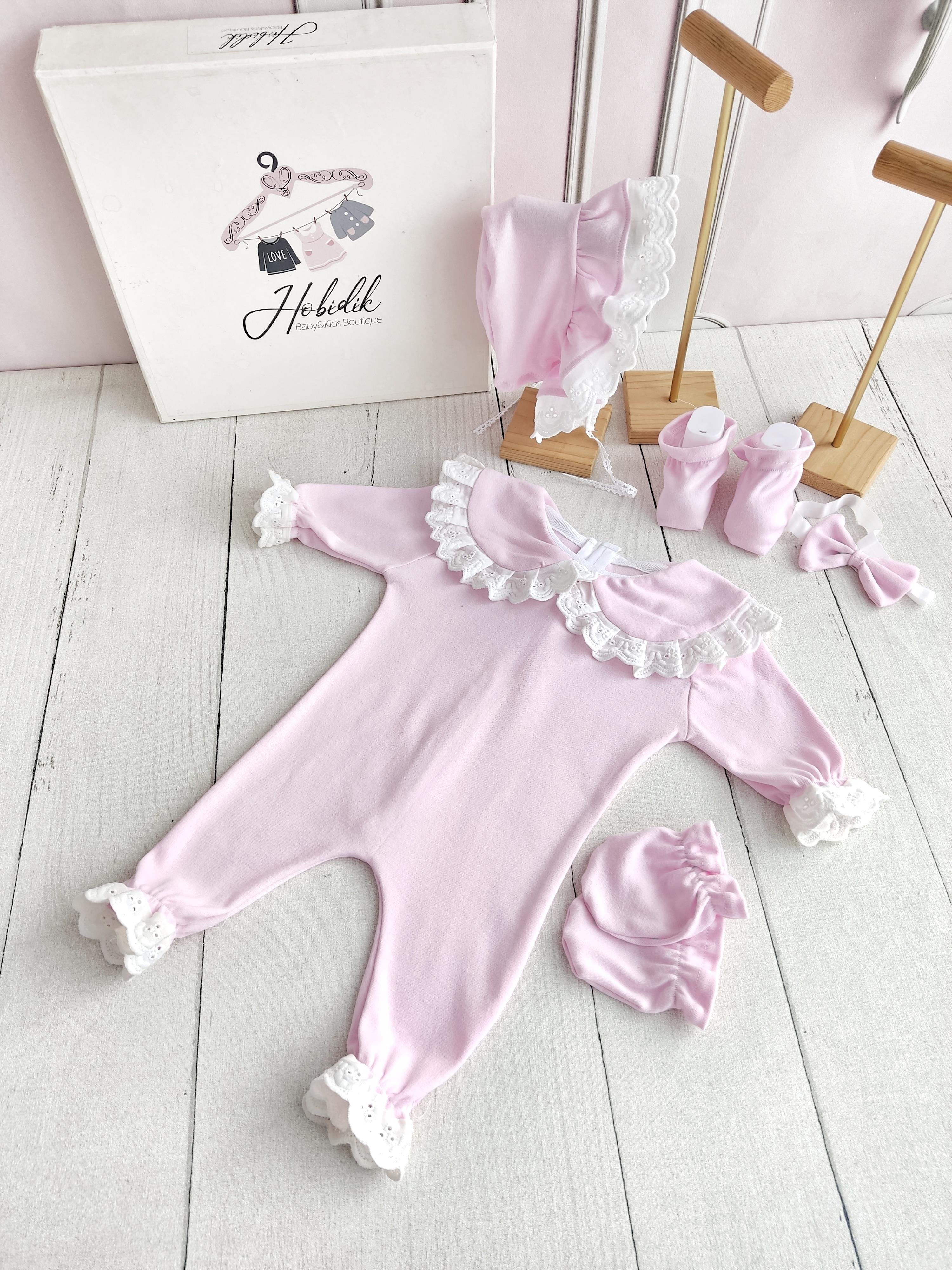Pembe Bebe Yaka Tulum Set 