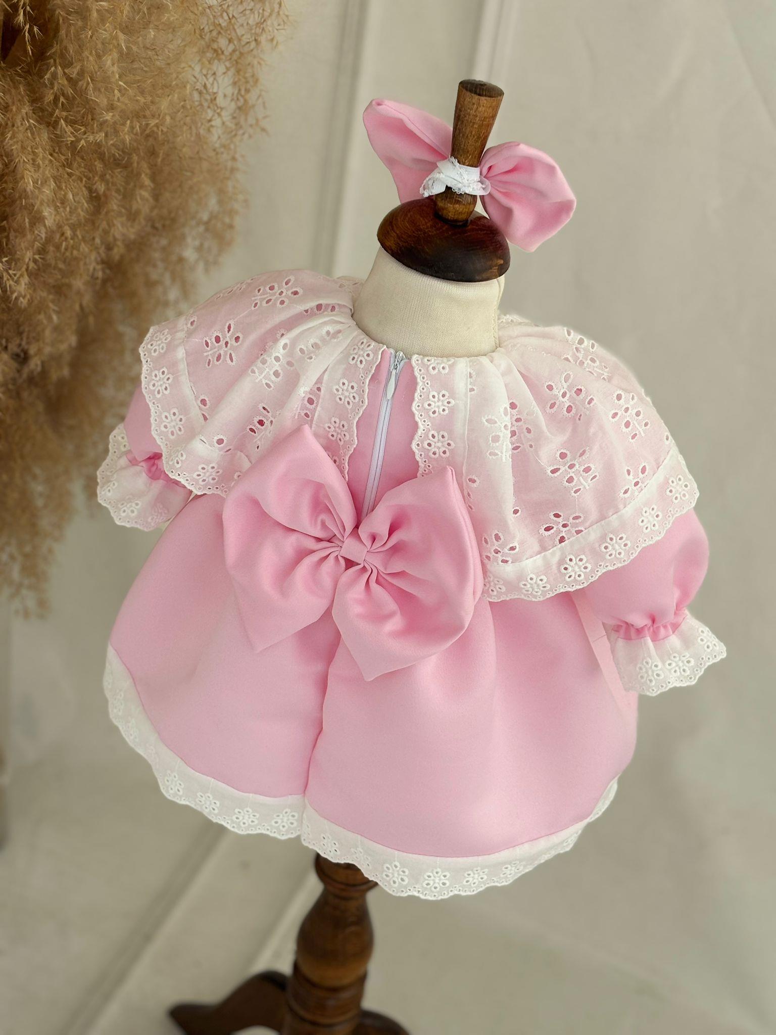 Pembe Fisto Yakalı Kız Bebek Mevlüt Elbise 