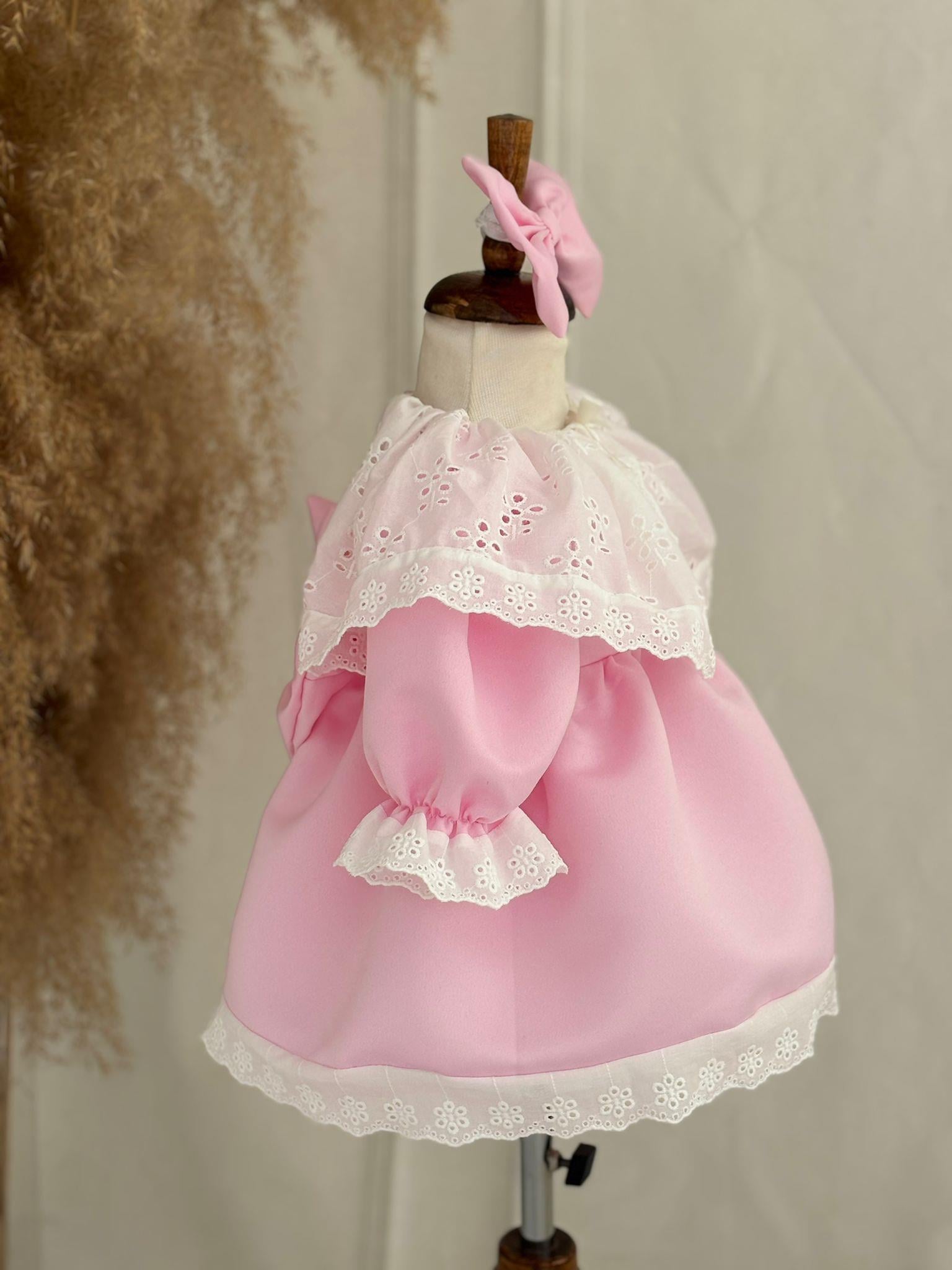 Pembe Fisto Yakalı Kız Bebek Mevlüt Elbise 