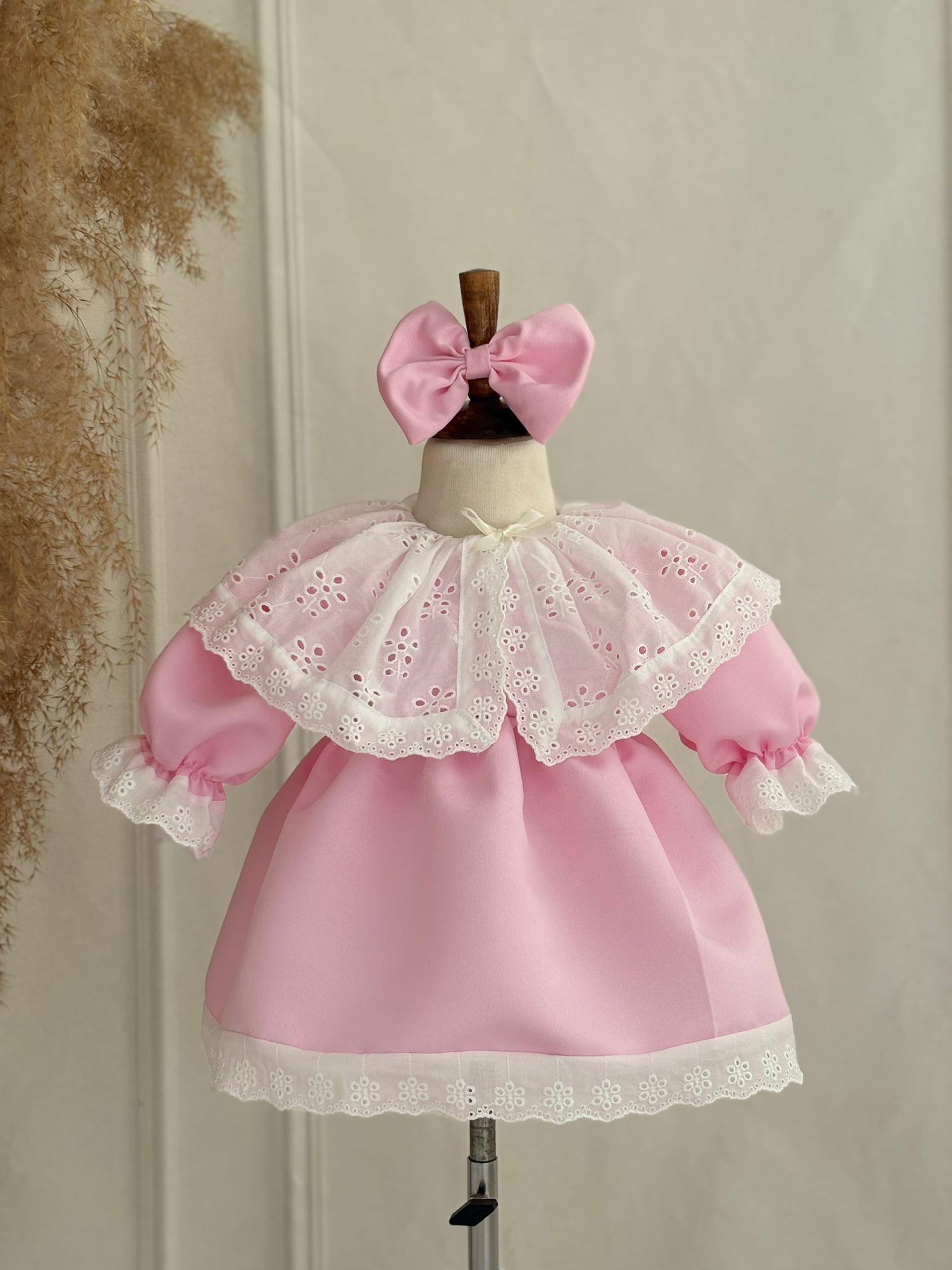 Pembe Fisto Yakalı Kız Bebek Mevlüt Elbise 