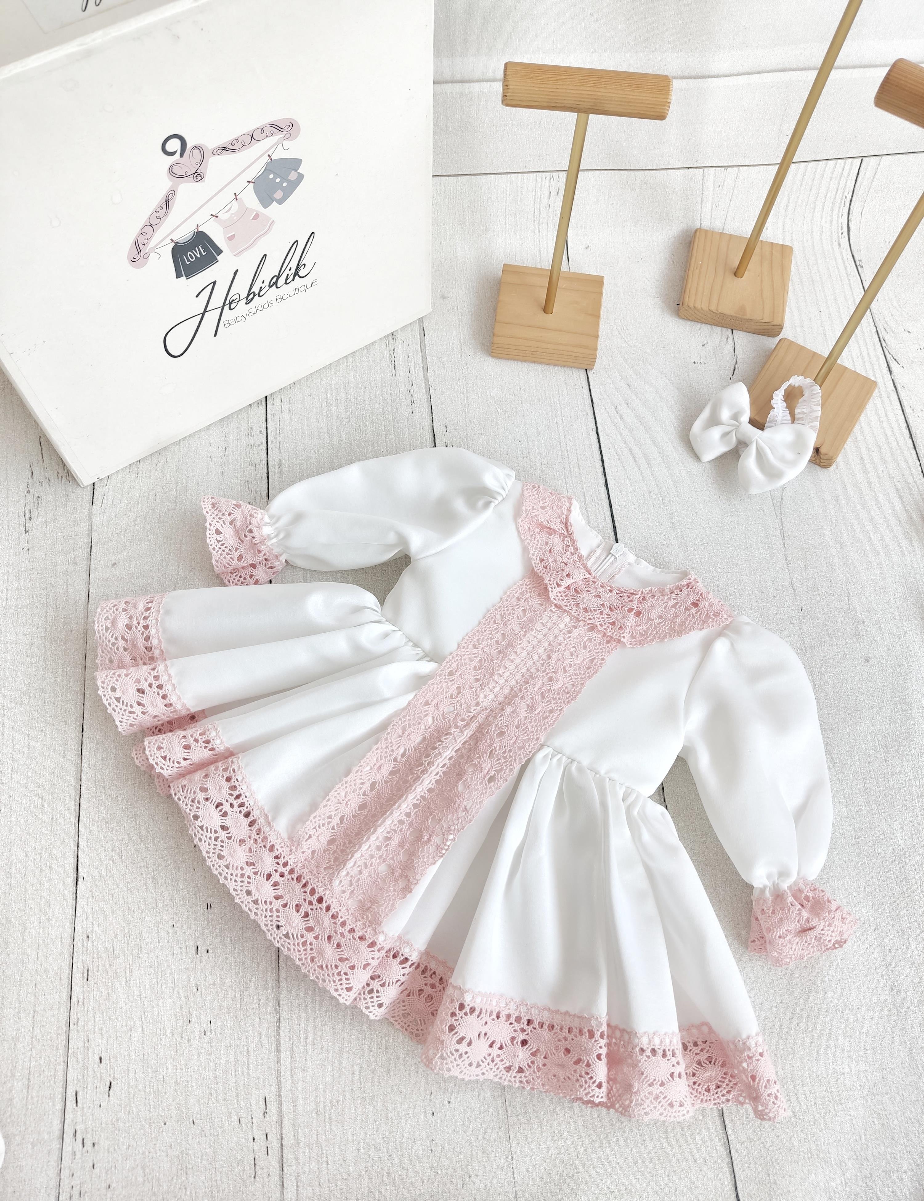 Pembe Önden Dantelli Elbise Set