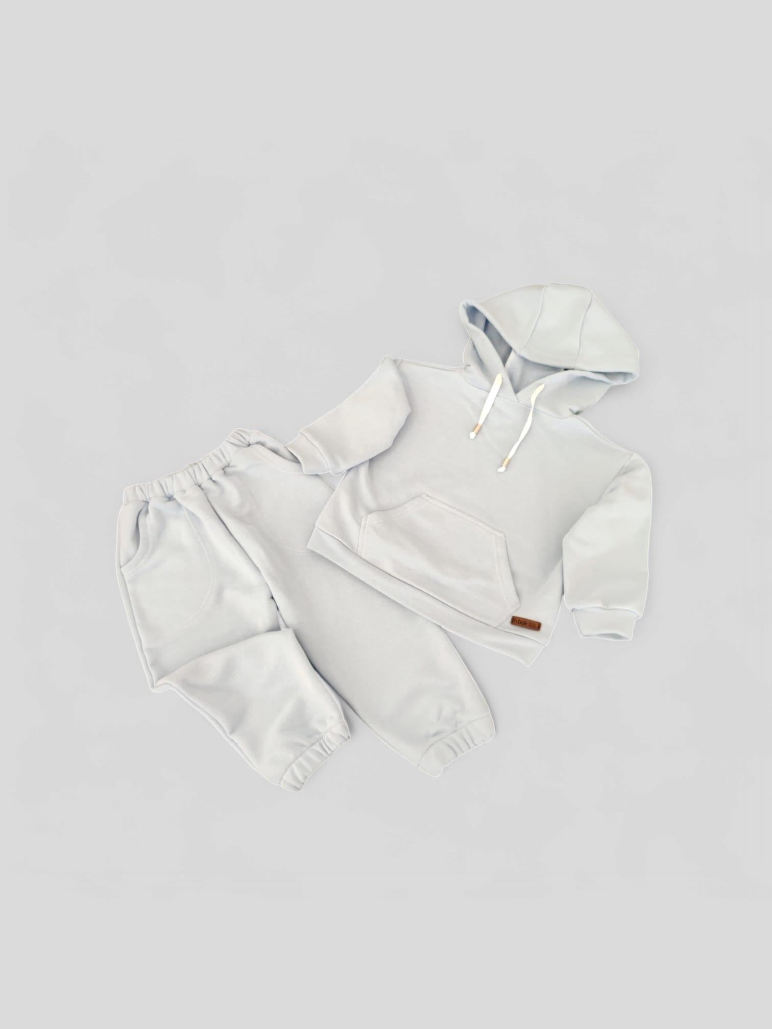 Unisex Bebe Mavi Kapüşonlu İkili Takım